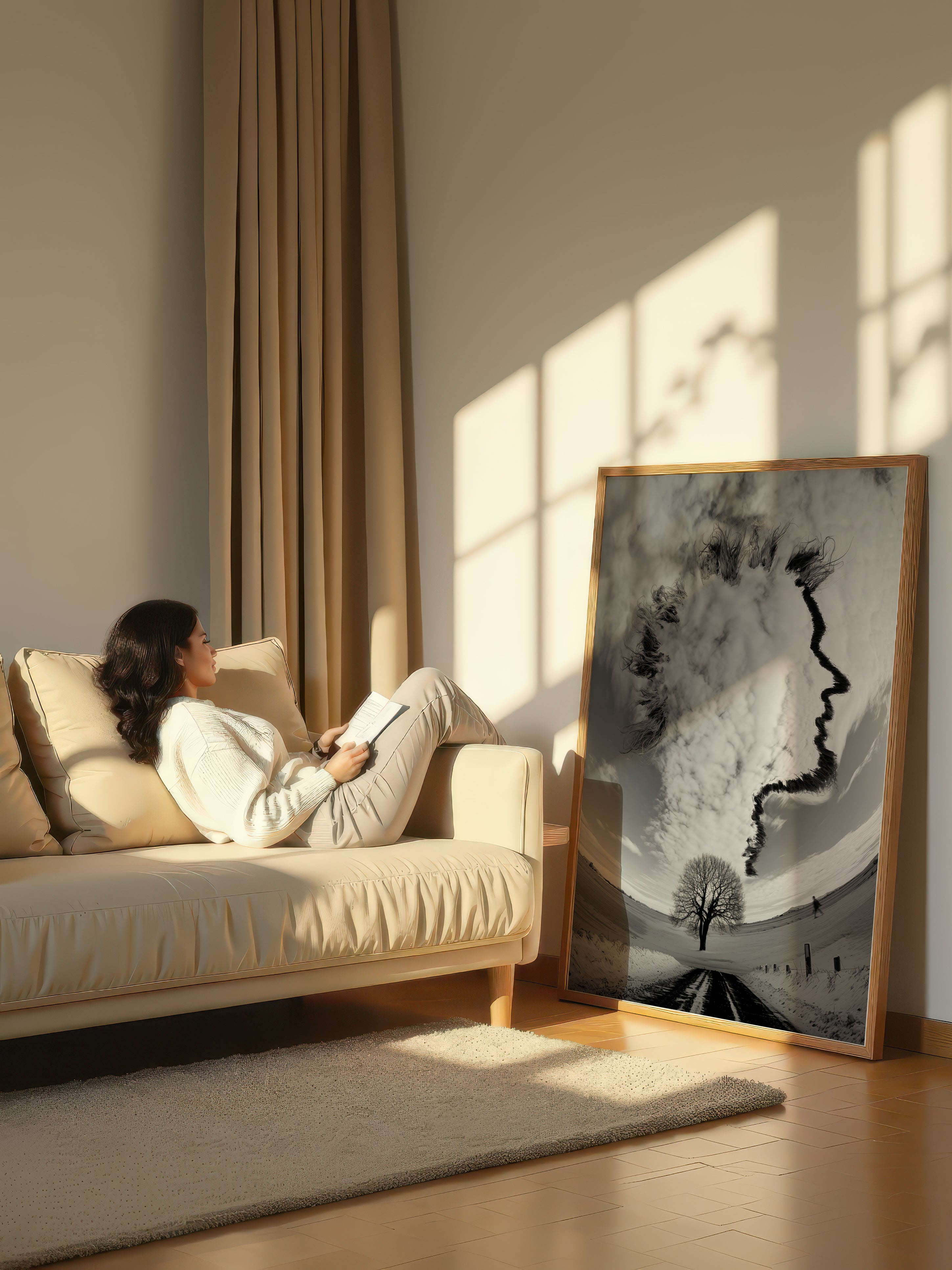 Winter Face Sky – Surreal Cloud Portrait Landscape Wall Art 447