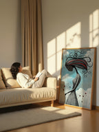 Crimson Breeze – Surreal Folk Floral Figure Wall Art 597