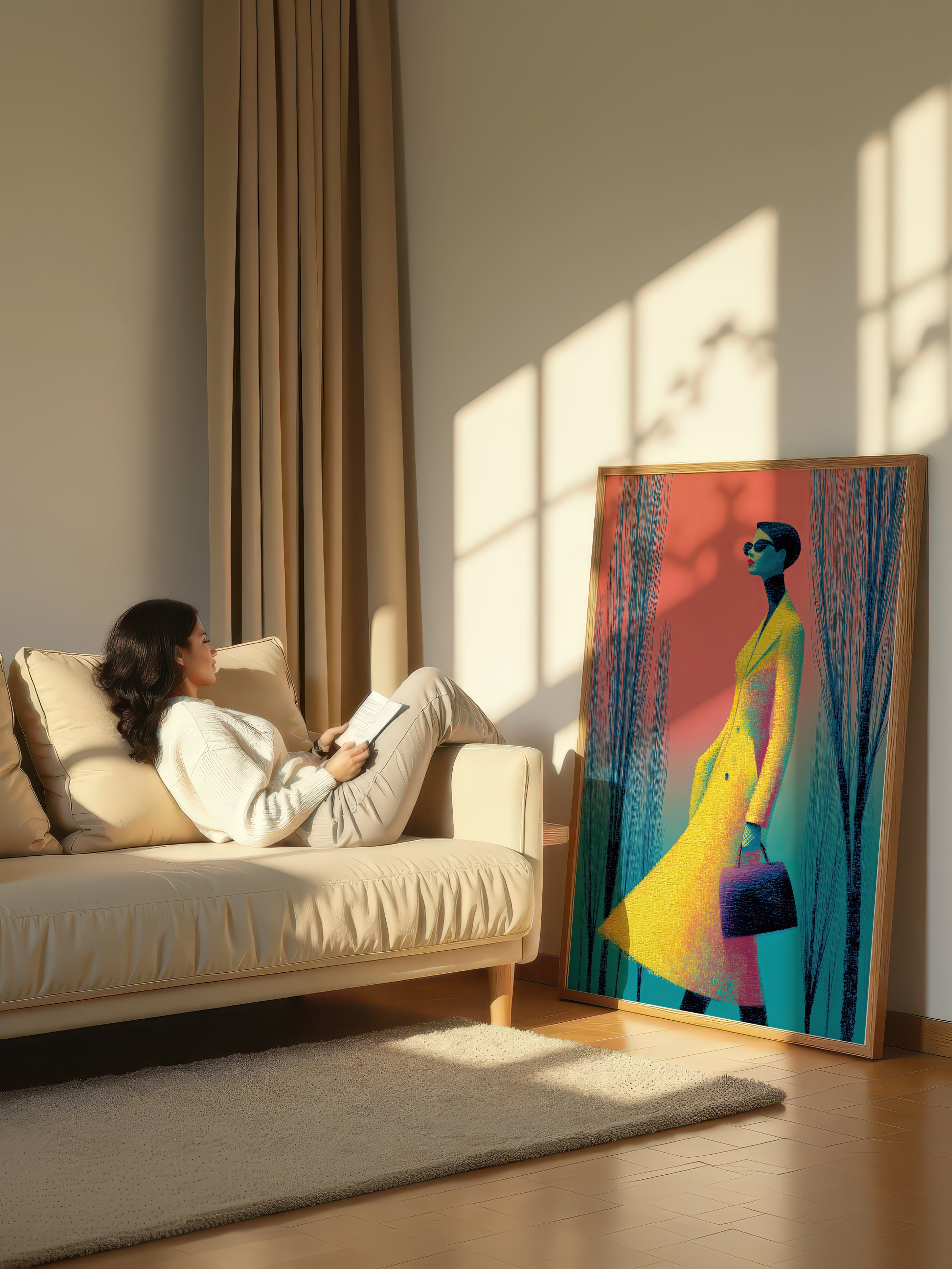 Golden Gaze – Surreal Fashion Portrait Wall Art 557