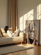 Mirror Mask – Surreal Silver Mosaic Ceremonial Wall Art 441