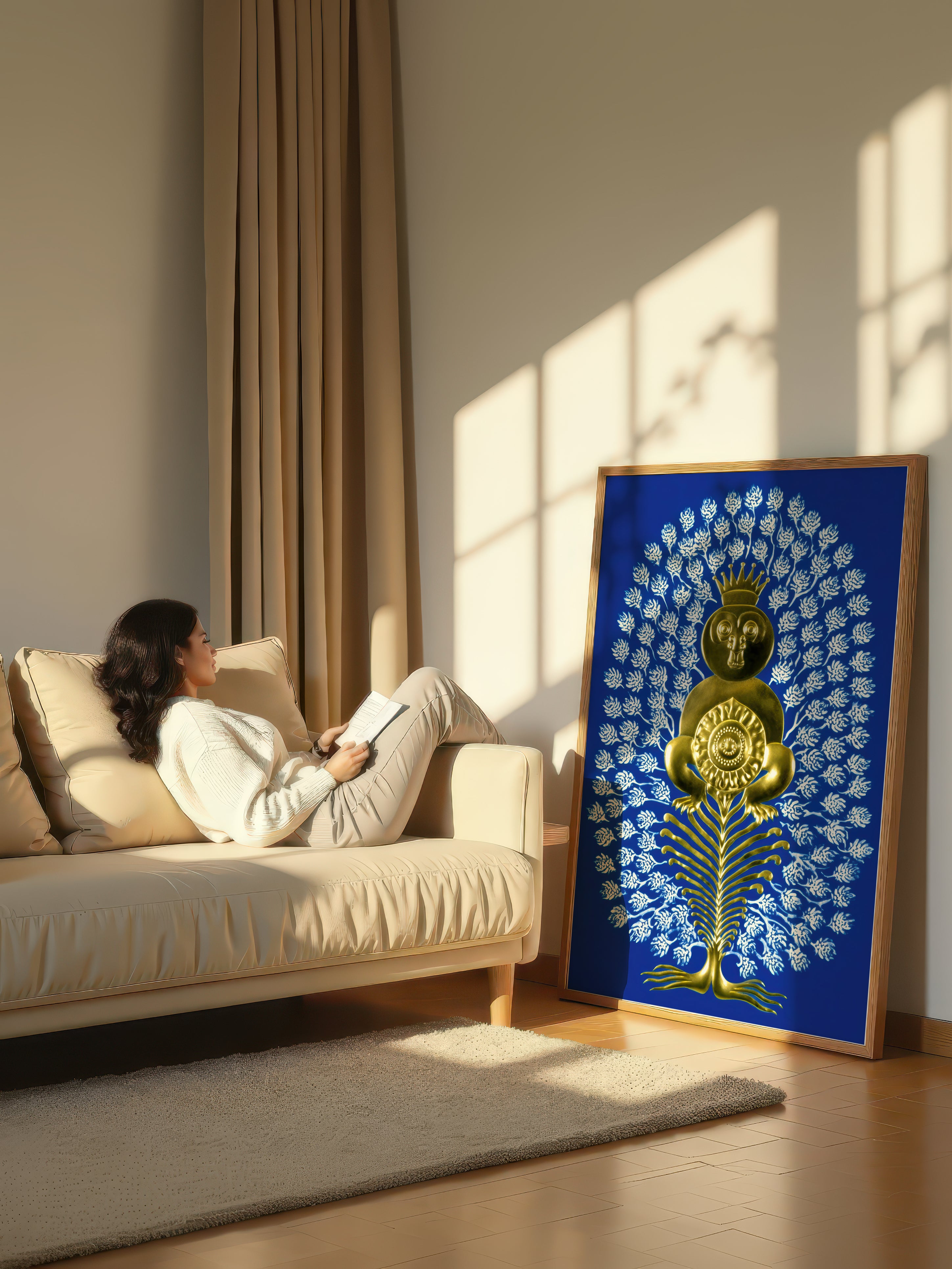 Gold Monkey King – Surreal Folk Art Decorative Wall Art 583