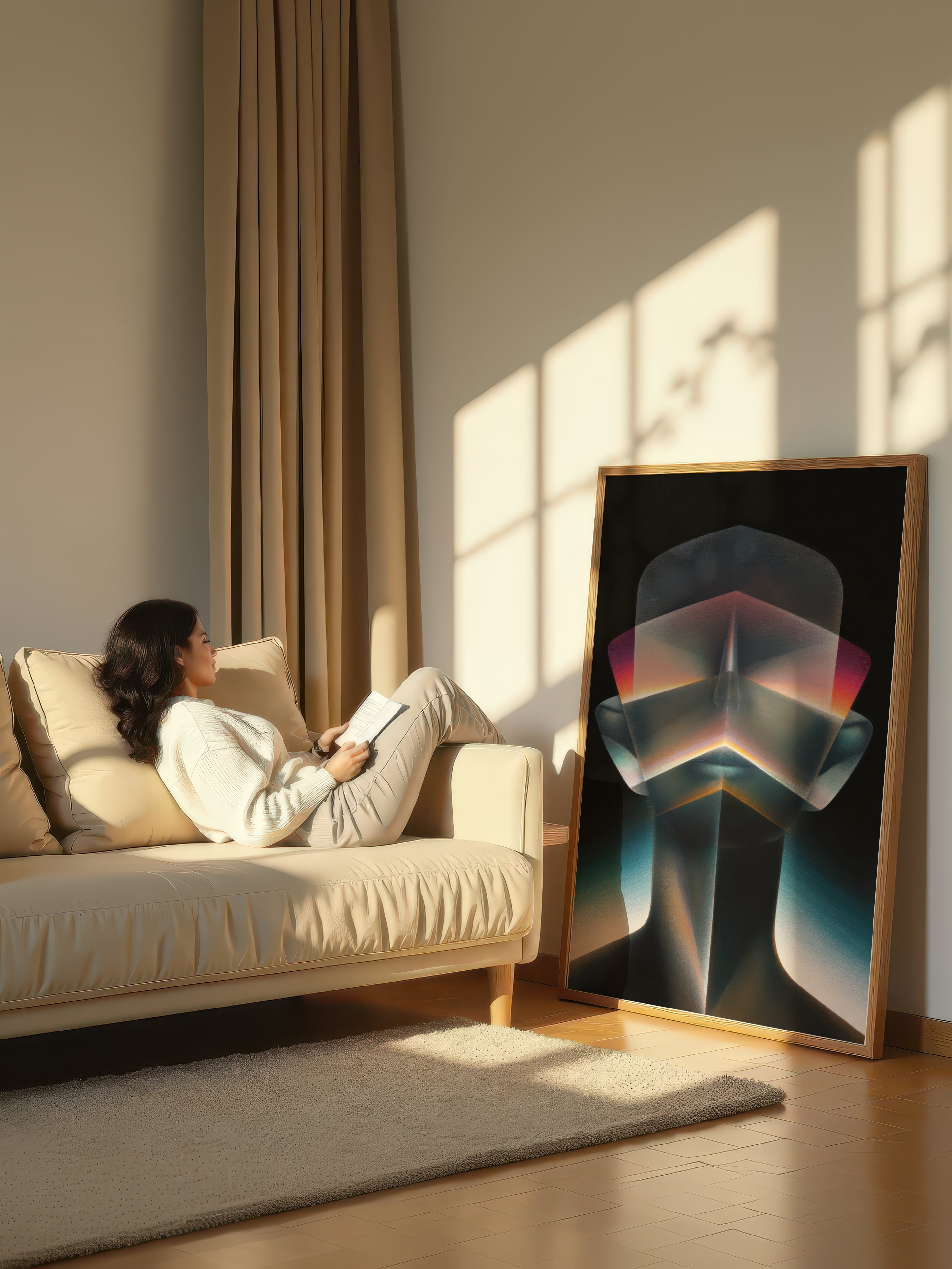 Prismatic Gaze – Surreal Geometric Crystal Wall Art 594