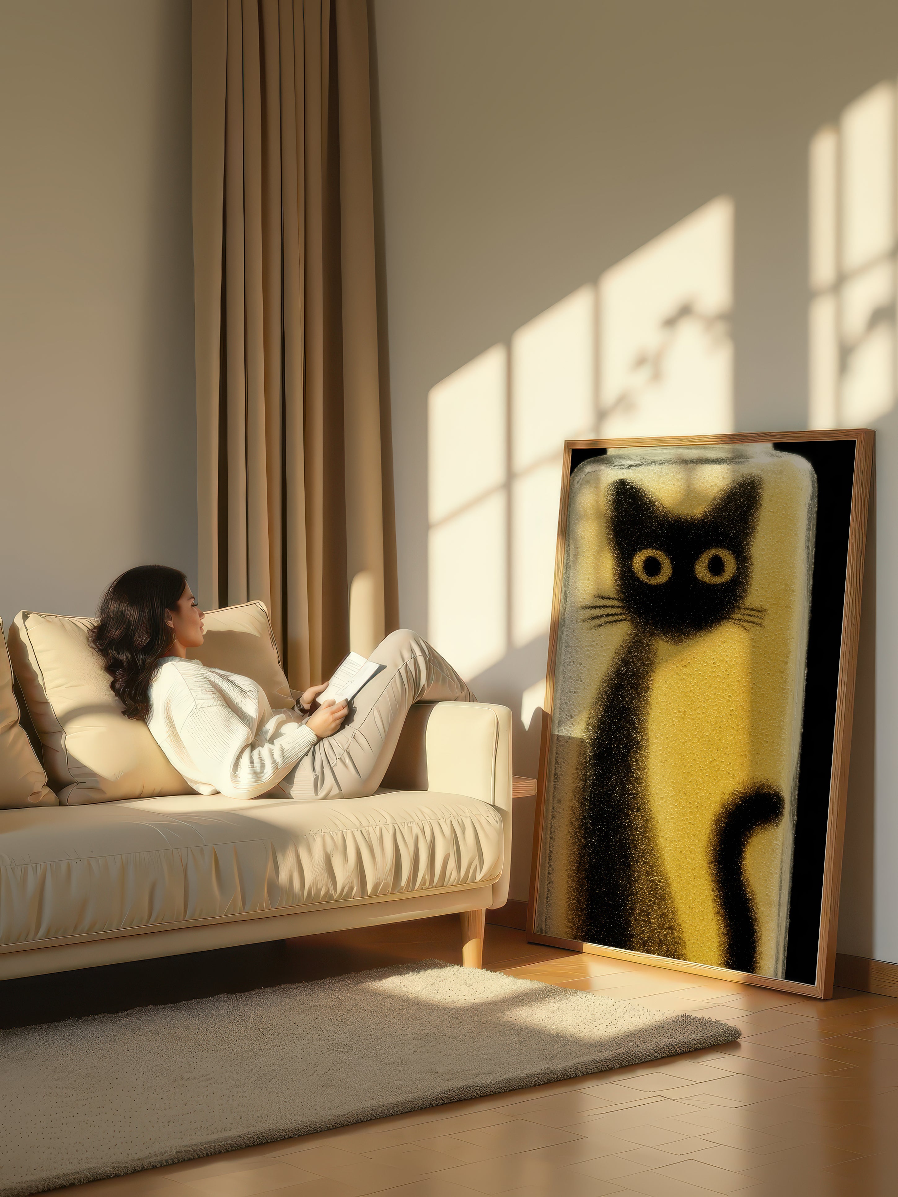 Cat in Amber – Surreal Whimsical Cat Portrait Wall Art 449