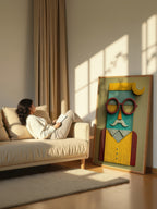 Mustache Man – Surreal Retro Geometric Portrait Wall Art 455