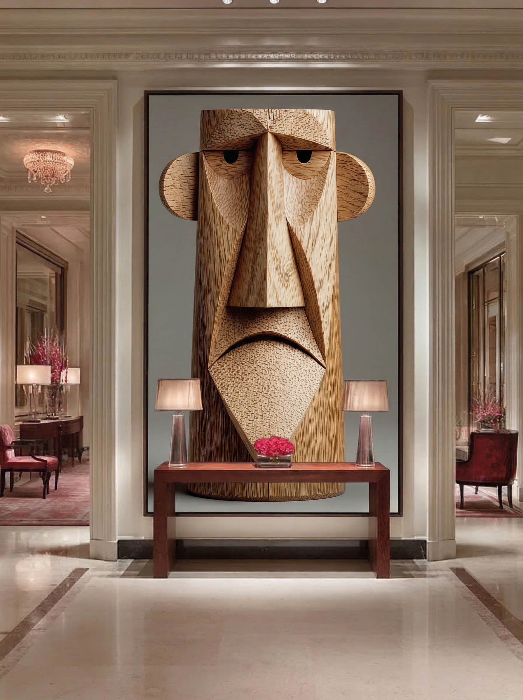 Wooden Face Sculpture – Surreal Sculptural Wall Art 101 Secondary image