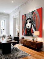 Striped Noir Persona – Surreal Graphic Pop Figure Wall Art 137