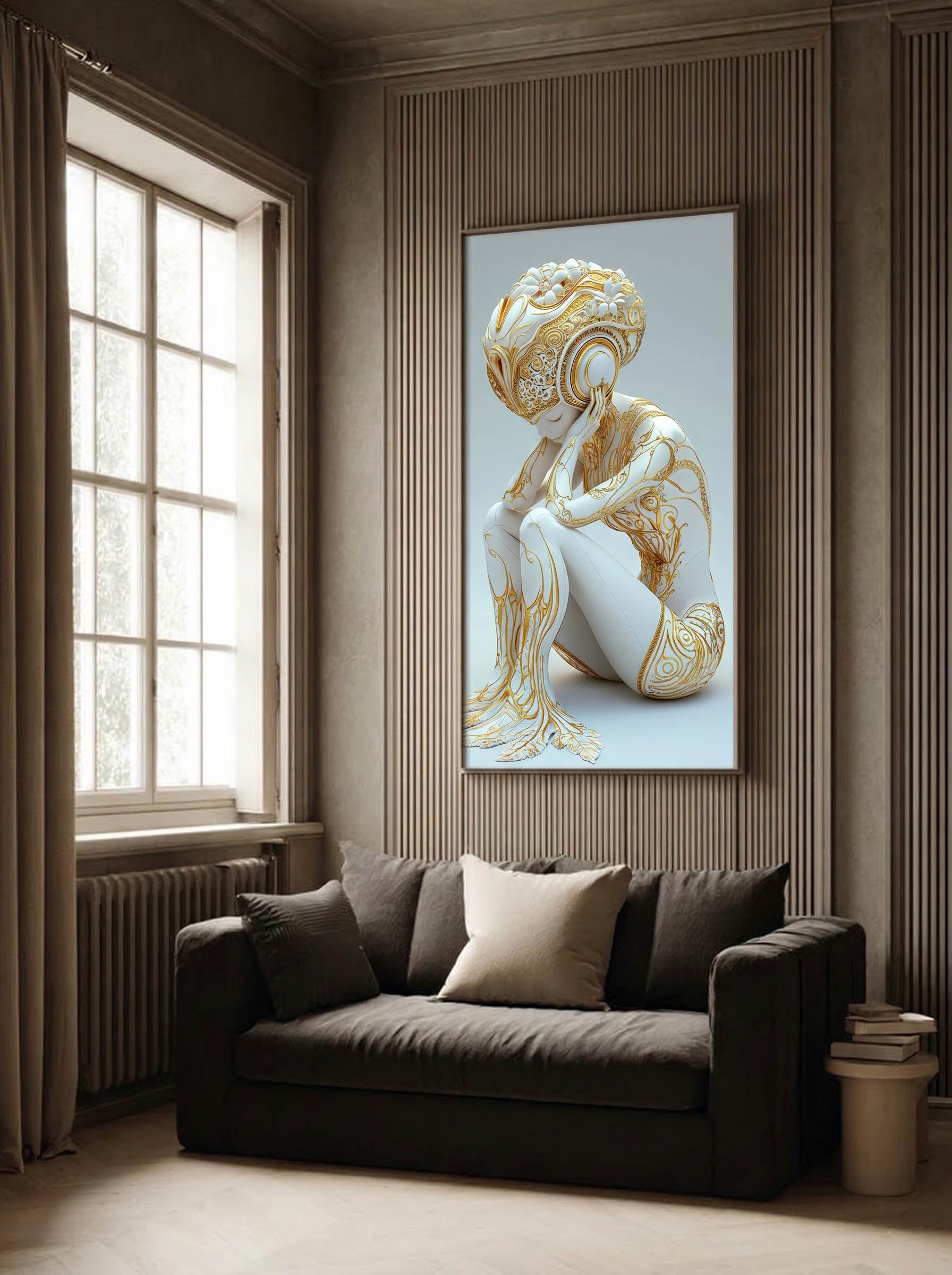 Gold Filigree Figure – Surreal Ornate Wall Art 142 Secondary image