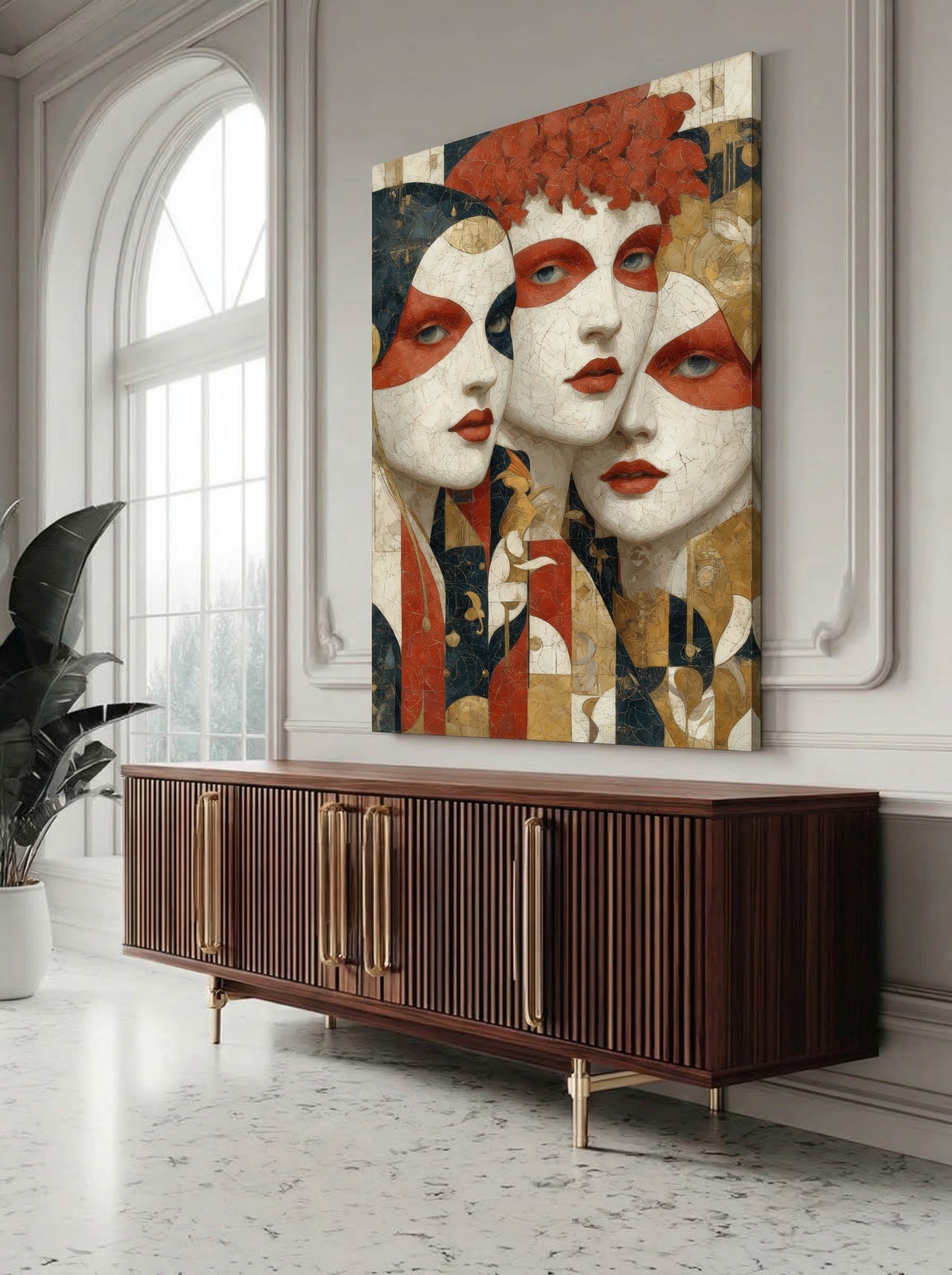 Contemporary Harlequin Trio – Surreal Whimsical Wall Art 163