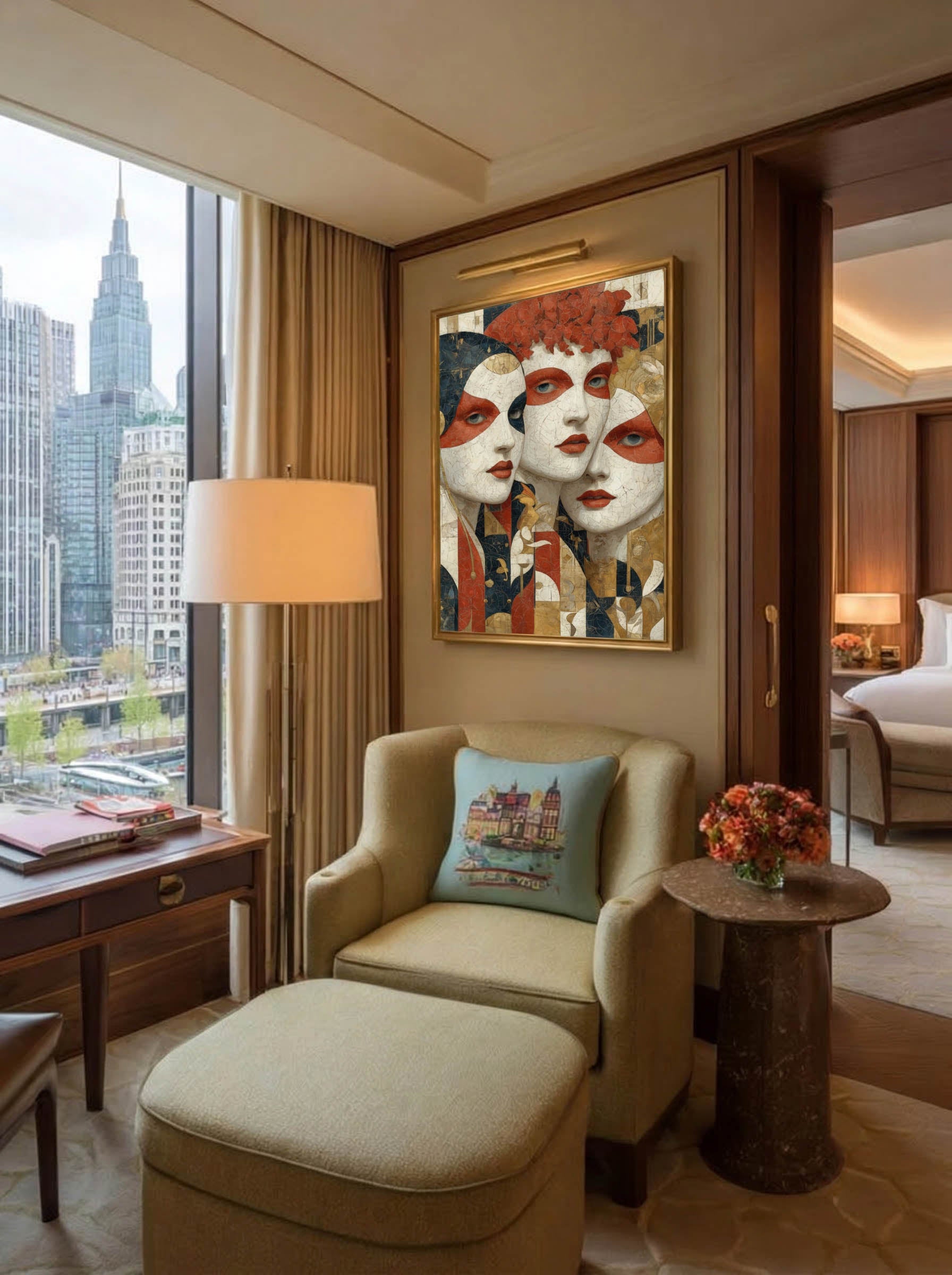 Contemporary Harlequin Trio – Surreal Whimsical Wall Art 163