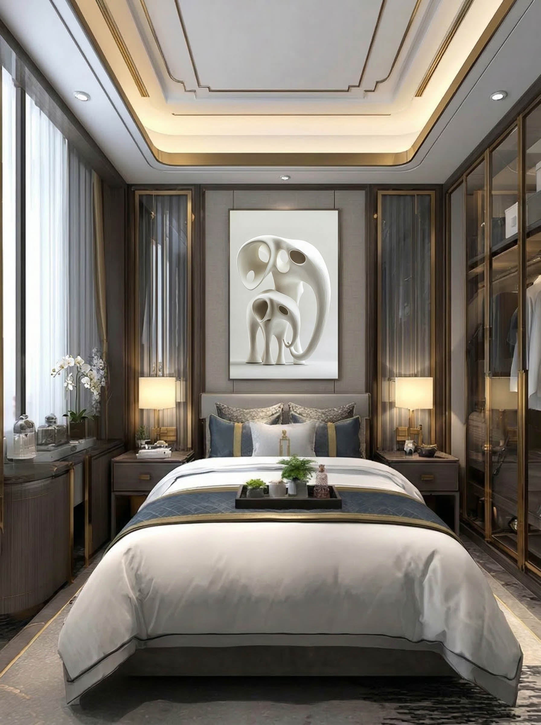 Ivory Echo – Surreal Minimalist Elephant Sculpture Wall Art 193