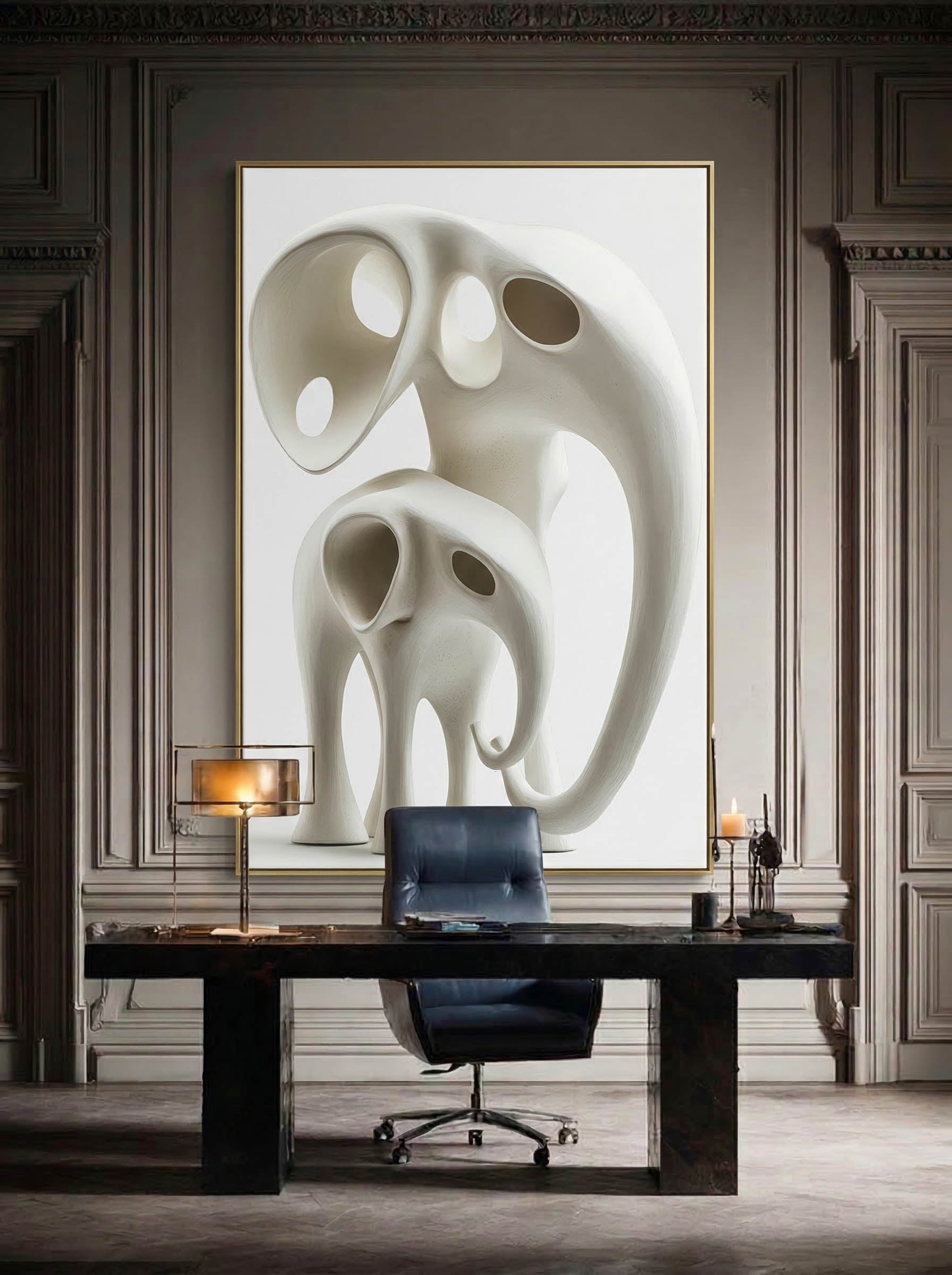 Ivory Echo – Surreal Minimalist Elephant Sculpture Wall Art 193