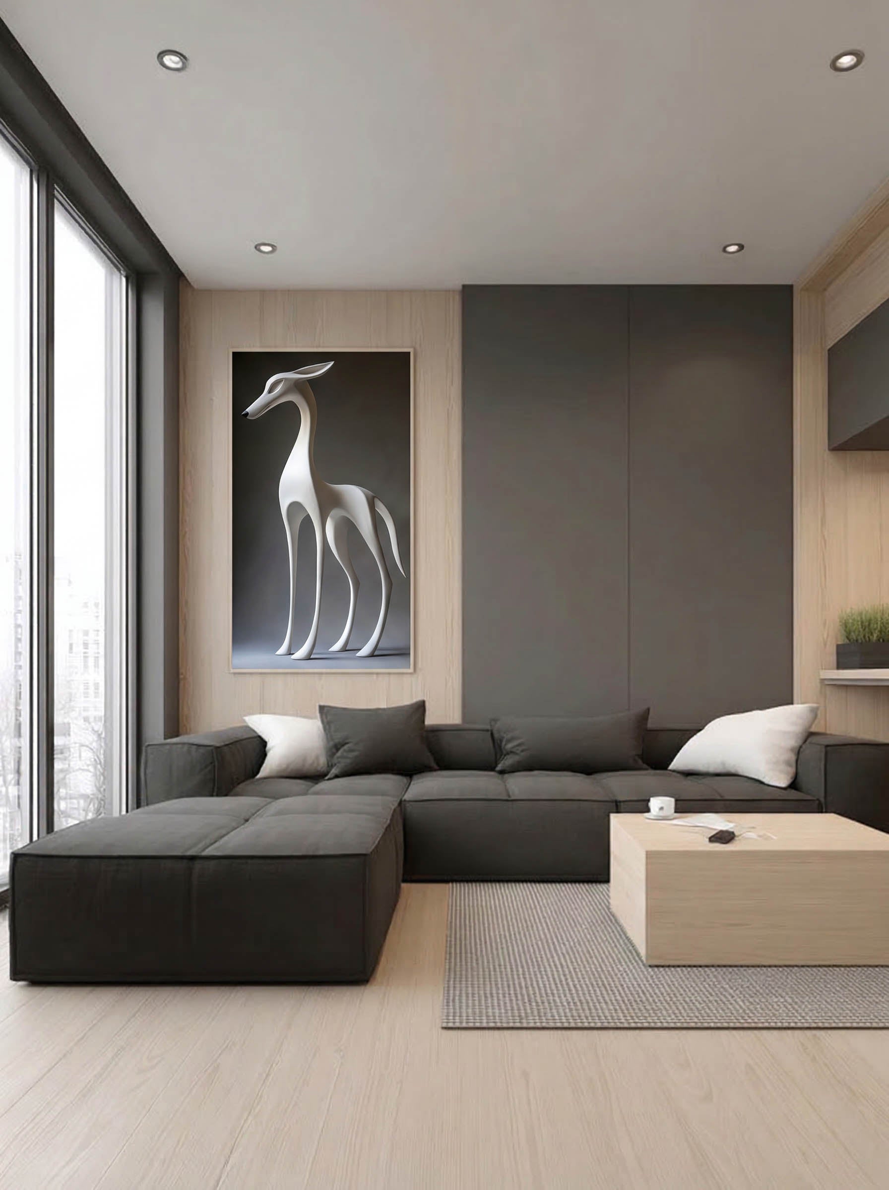 Ethereal Echo – Surreal Minimalist Greyhound Sculpture Wall Art 195