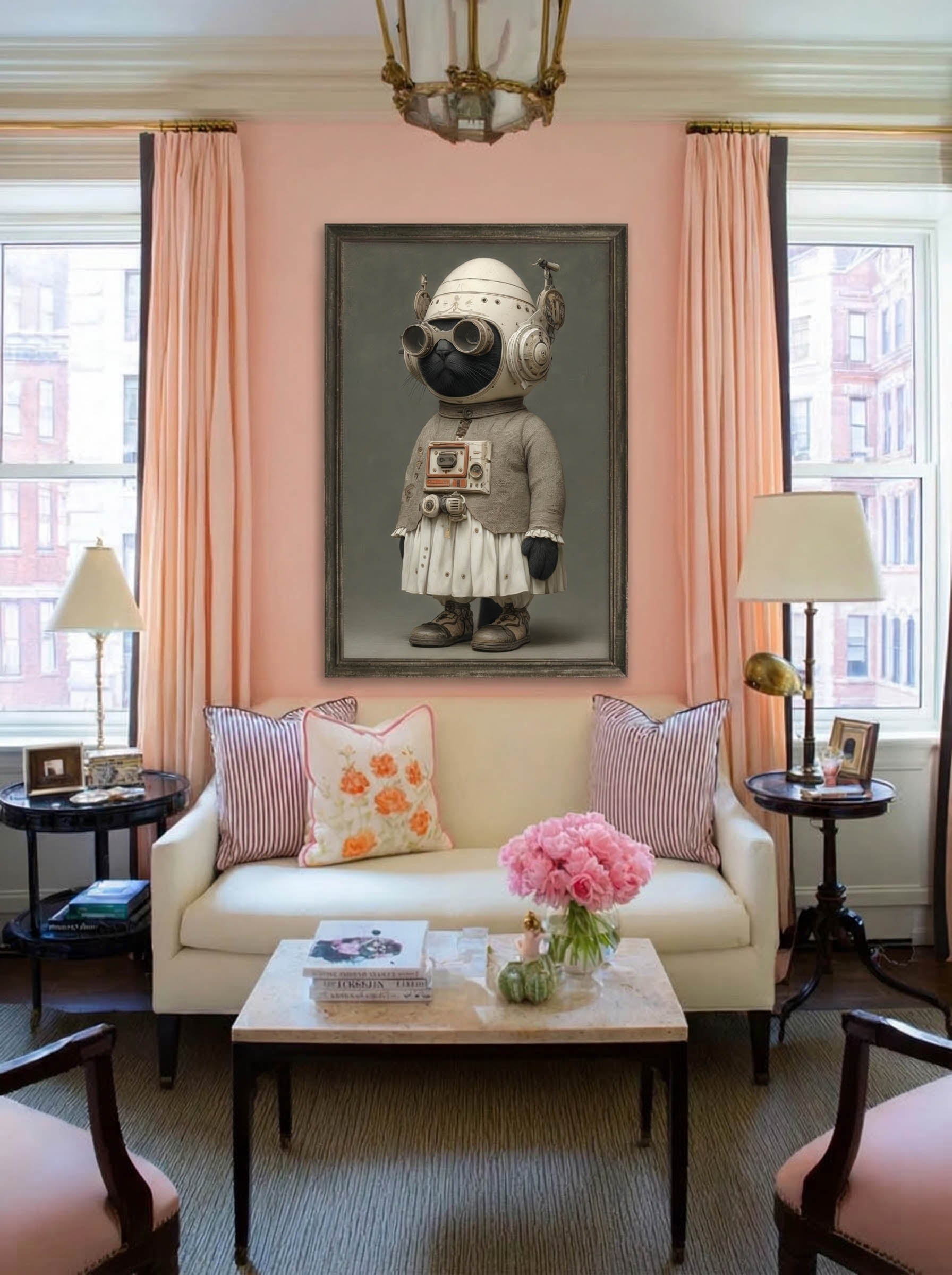 The Midnight Aviator – Surreal Steampunk Cat Portrait Wall Art 196 Secondary image