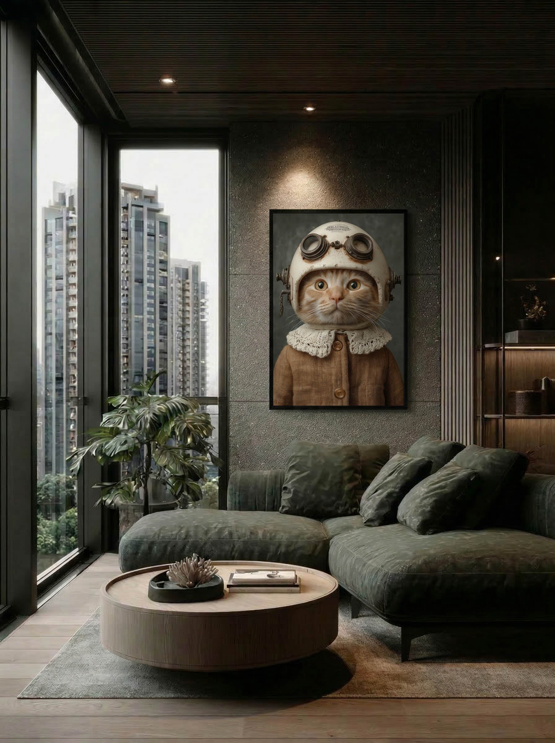 The Ginger Aeronaut – Surreal Steampunk Kitten Portrait Wall Art 197 Secondary image