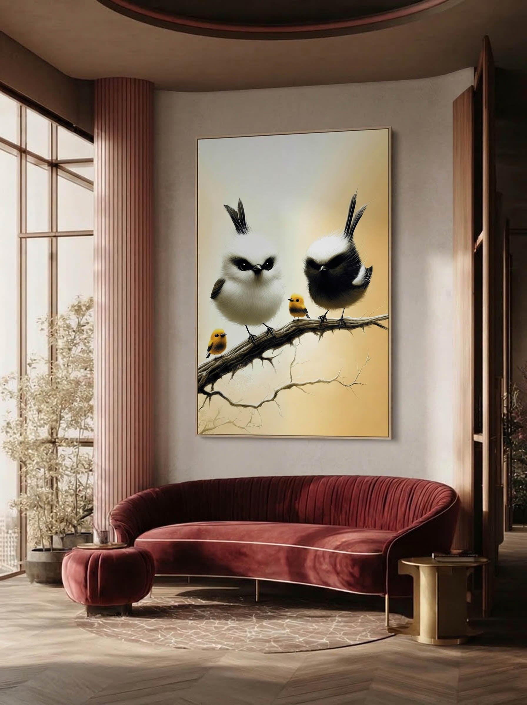 Protective Perch – Surreal Whimsical Bird Family Wall Art 199