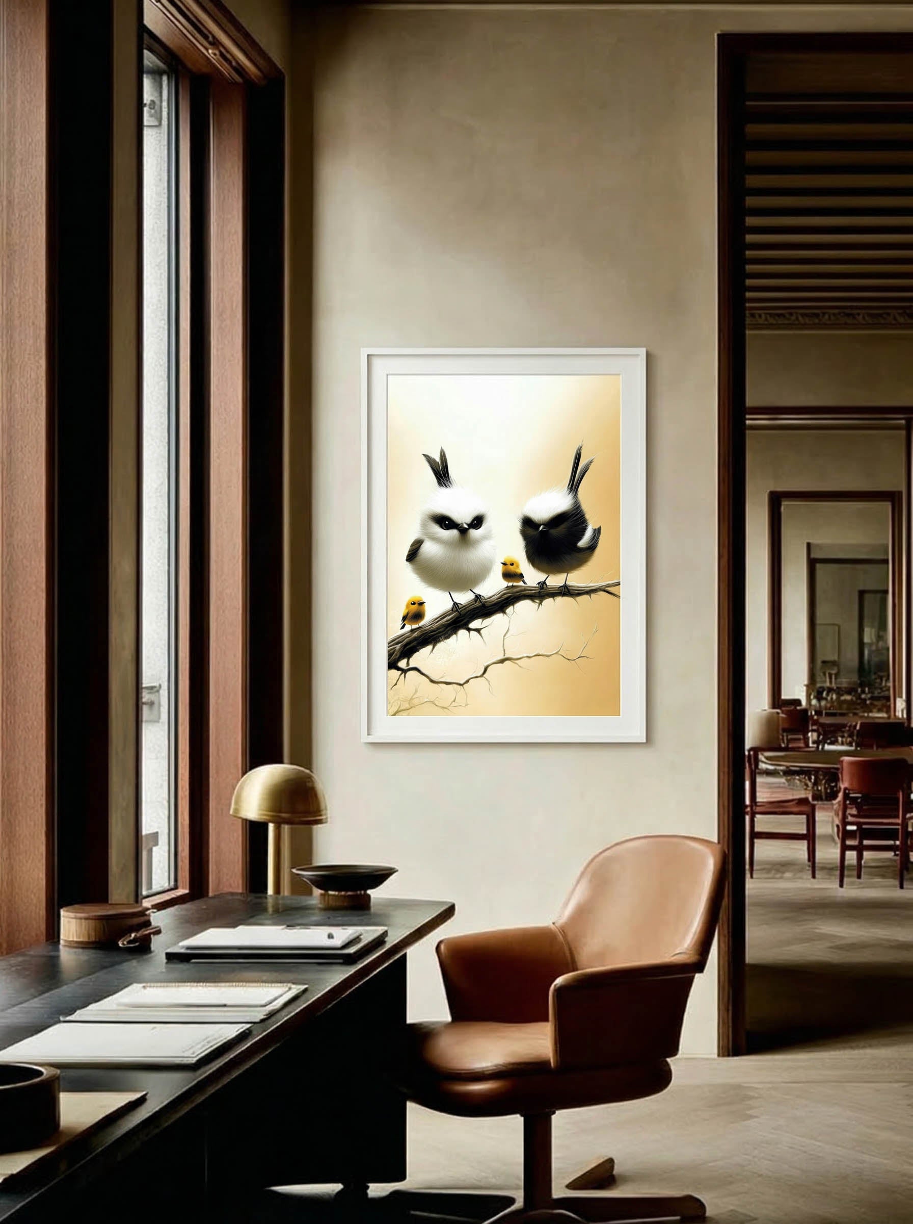 Protective Perch – Surreal Whimsical Bird Family Wall Art 199