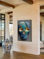 Teal Skull – Surreal Kintsugi Skull Wall Art 407