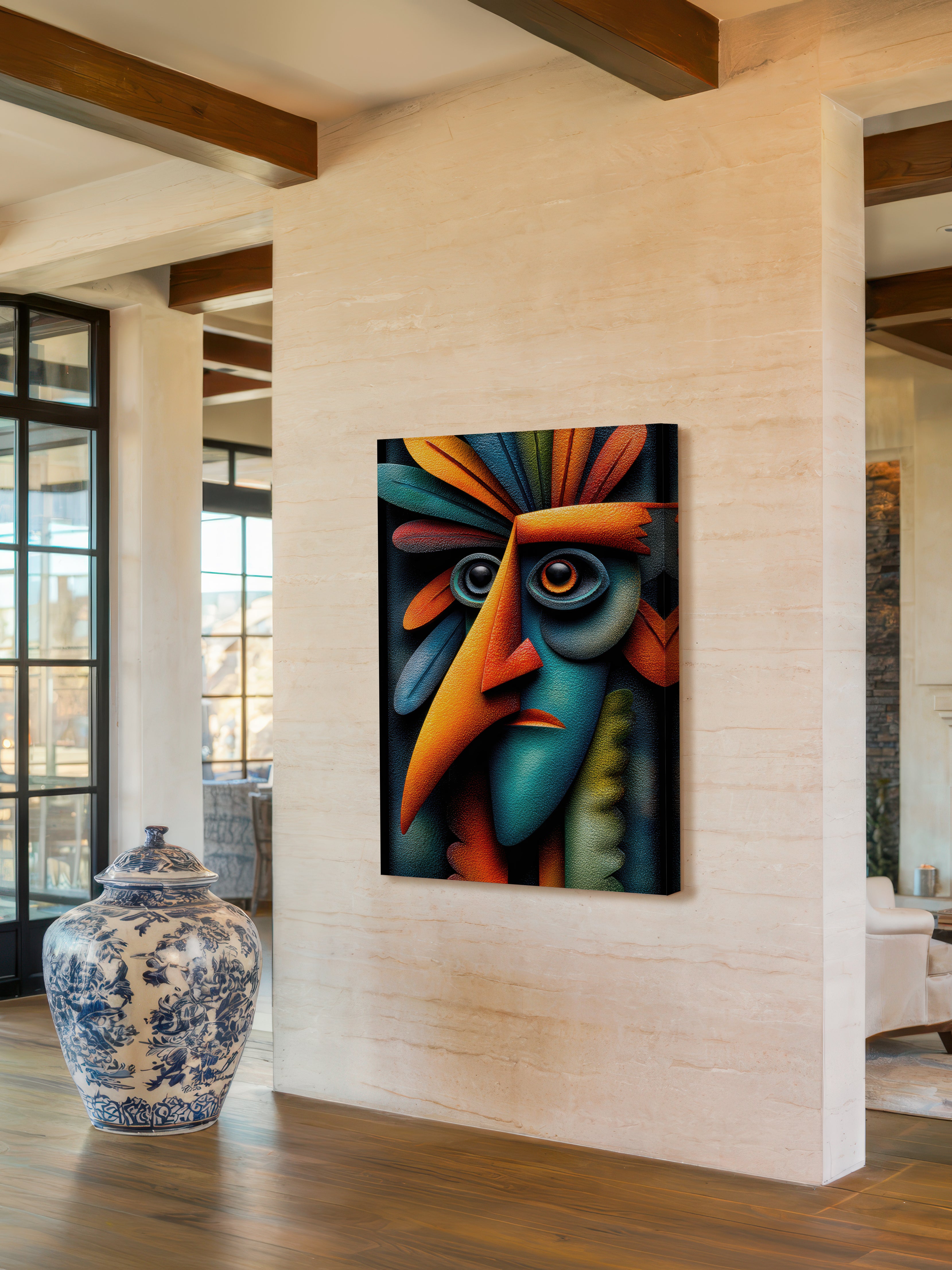 Prismatic Persona – Surreal Vibrant Relief Portrait Wall Art 463