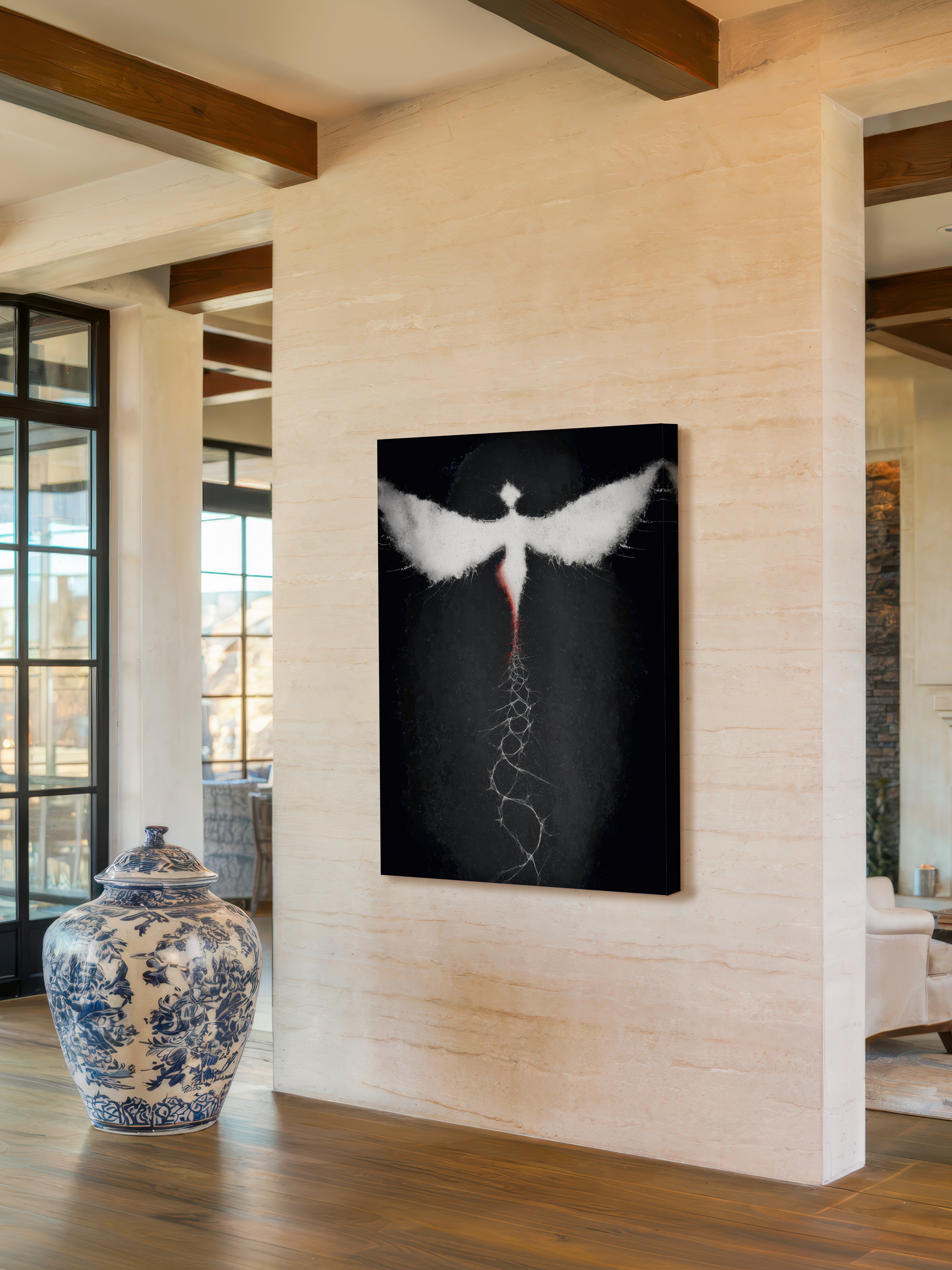 Etheric Descent – Surreal Winged Abstract Wall Art 599