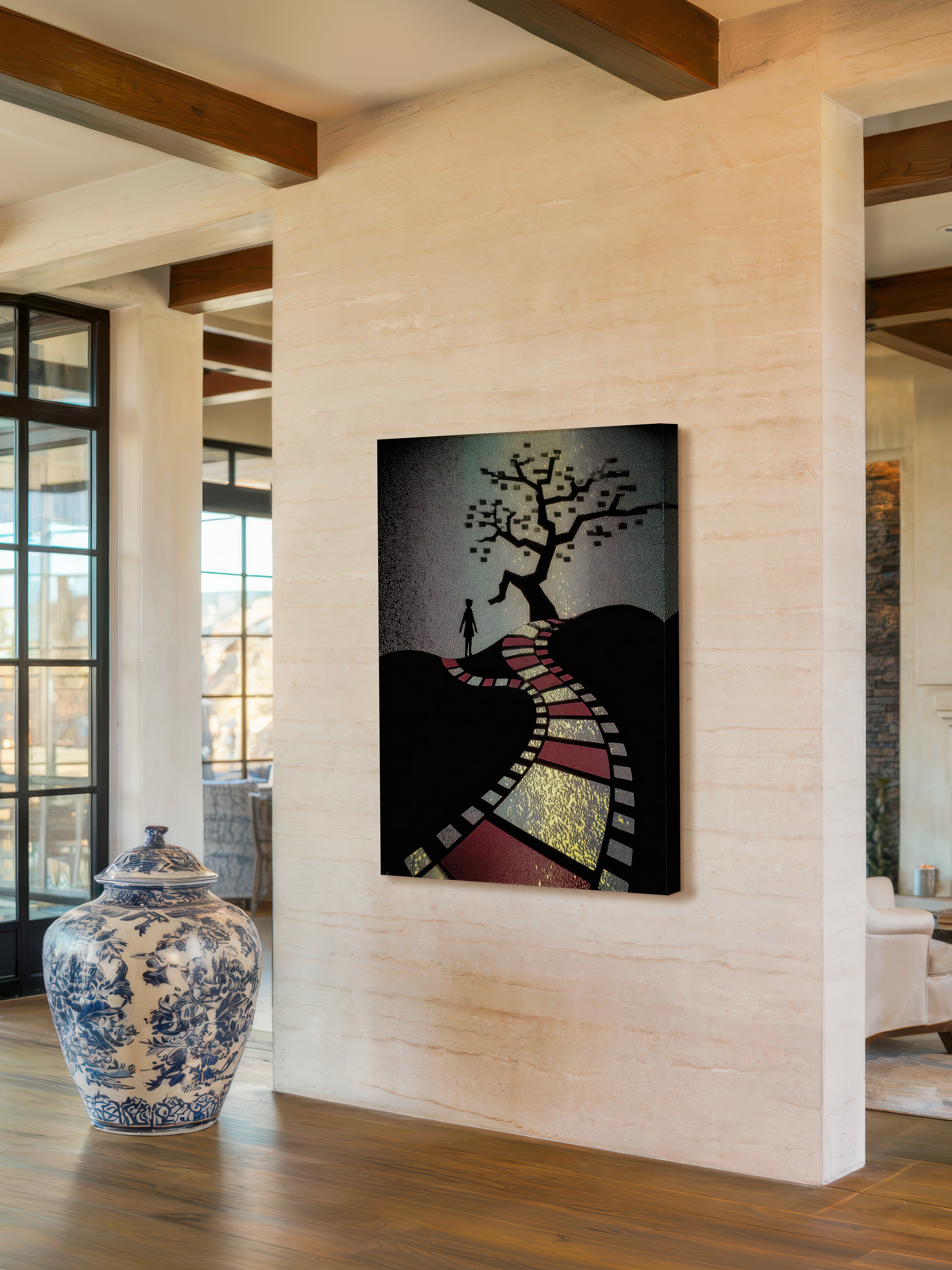 Starlit Passage – Surreal Stipple Landscape Wall Art 591