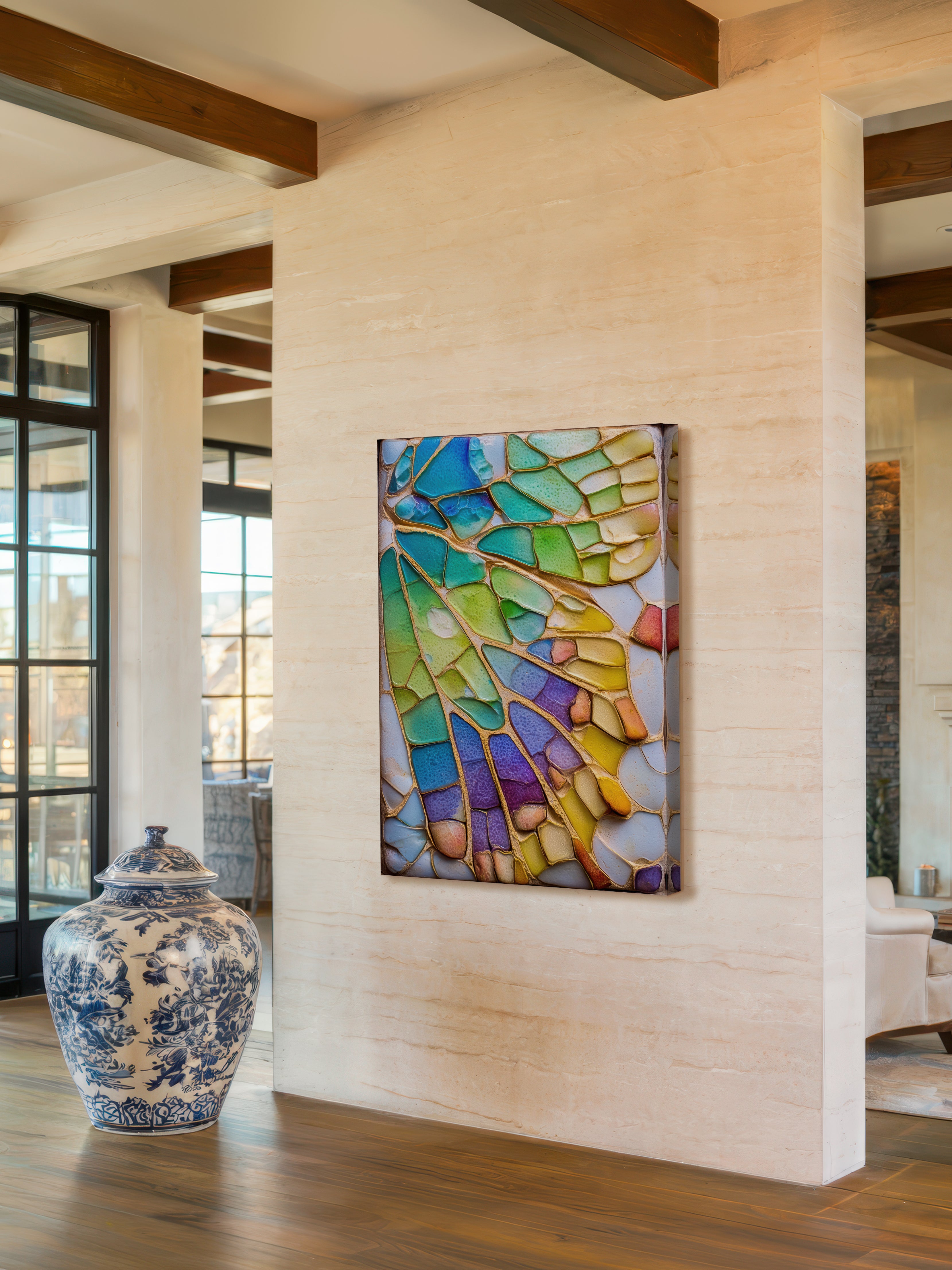 Prism Wing – Surreal Jewel-Tone Geometric Wall Art 554