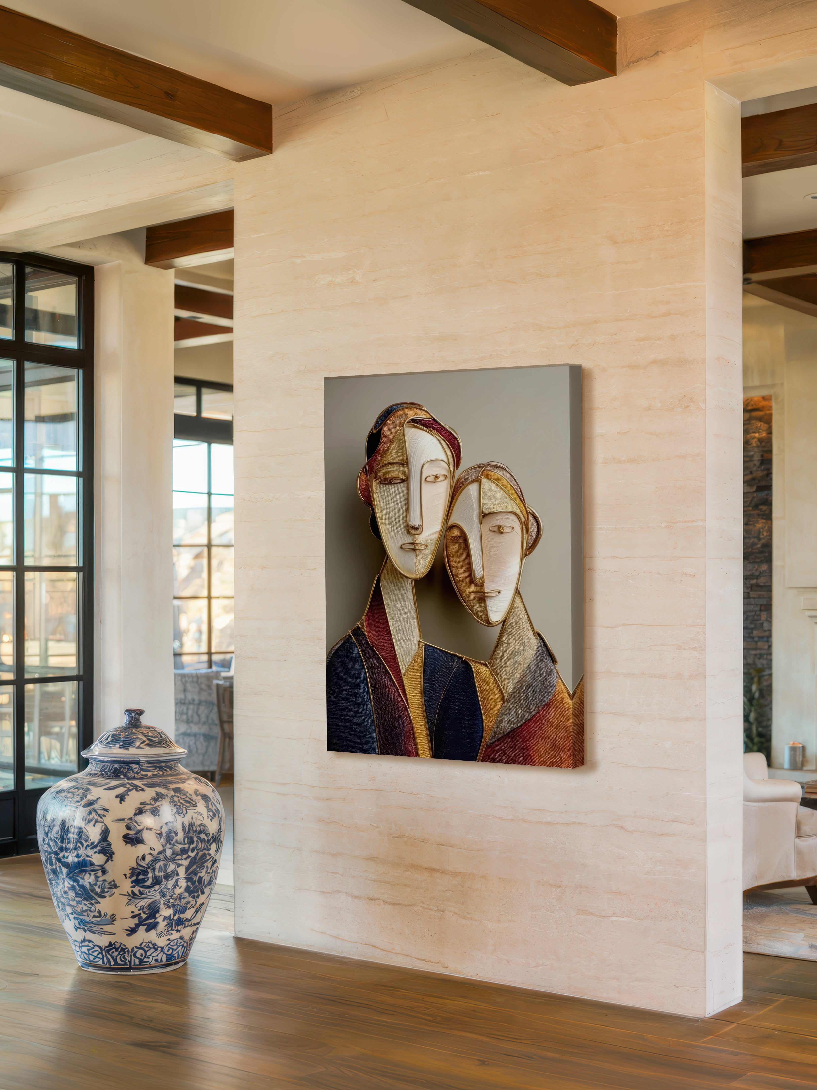Two Together – Surreal Cloisonne Couple Wall Art 411