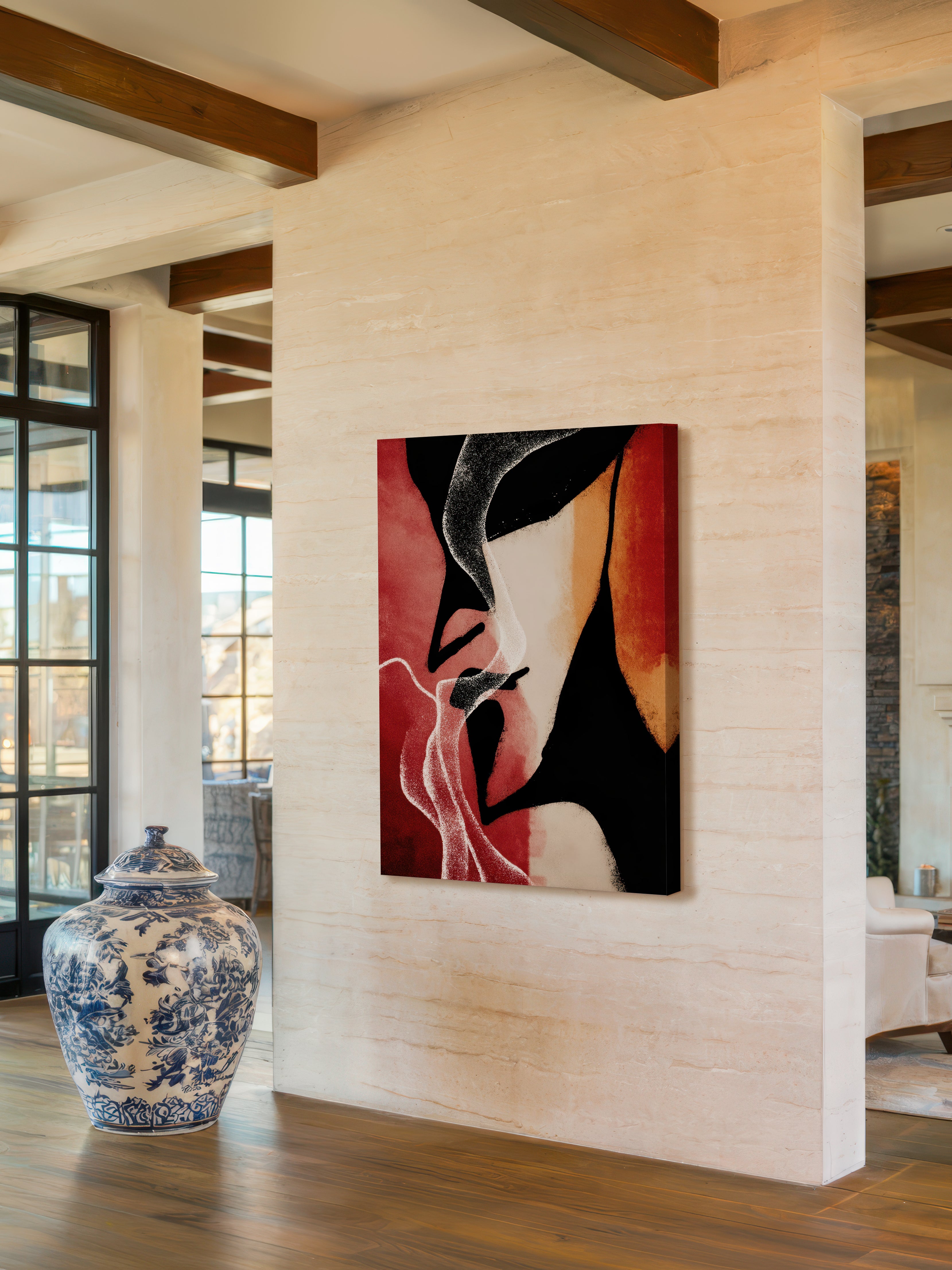 Crimson Echo – Surreal Abstract Crimson Silhouette Wall Art 483