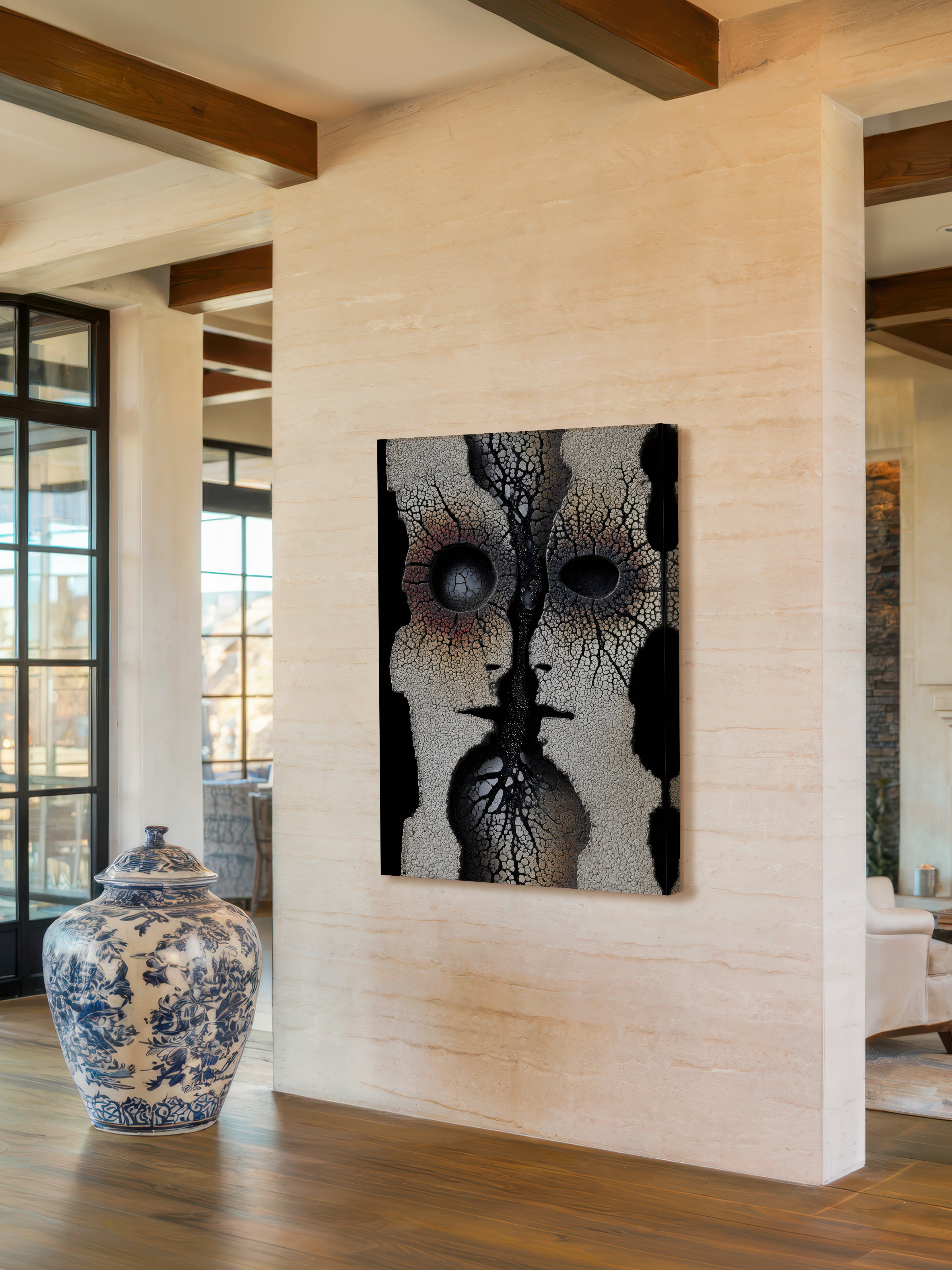 Stone Resonance – Surreal Wabi Sabi Dual Profile Wall Art 587