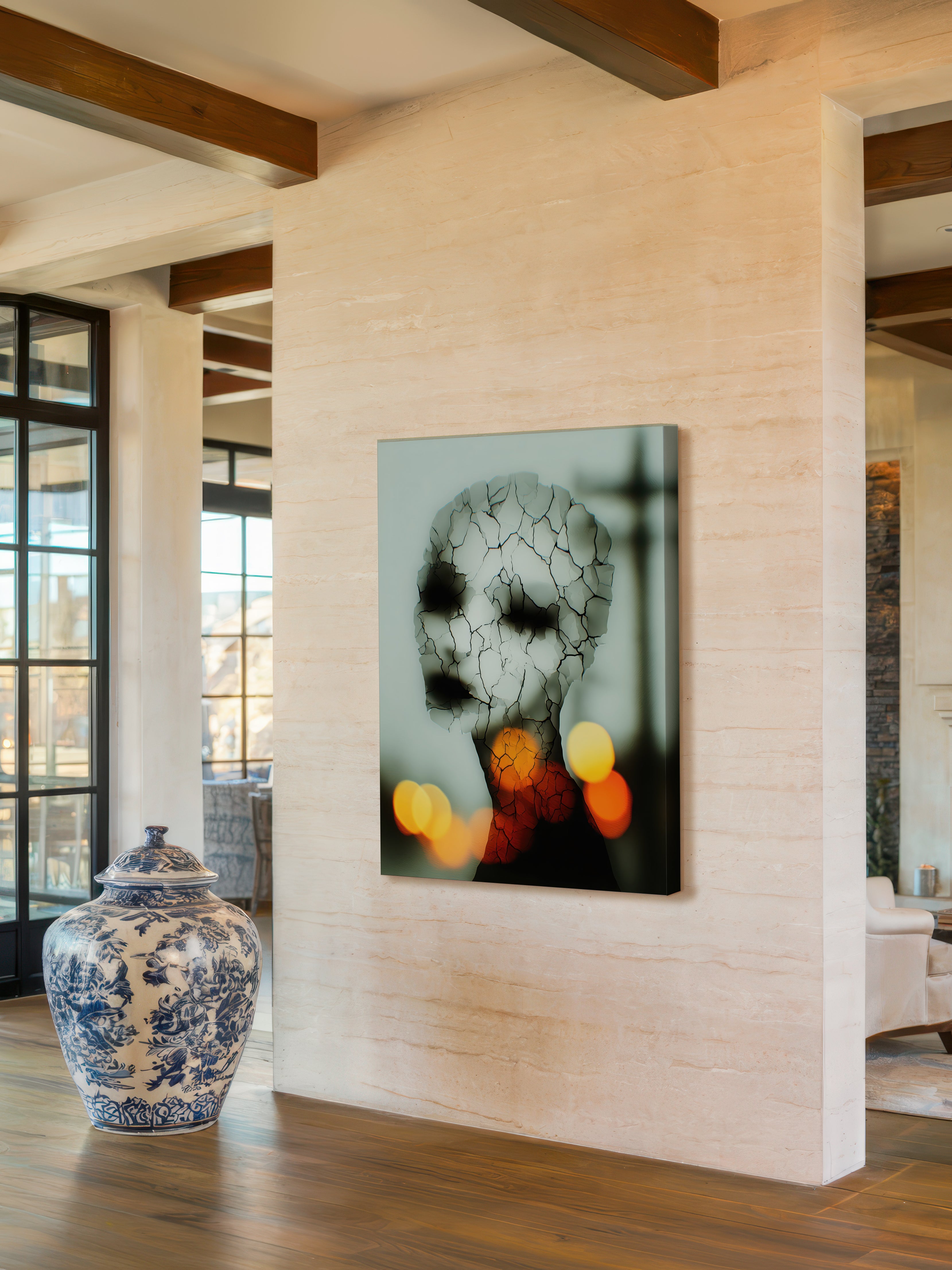 Cracked Light – Surreal Fractured Figure Wall Art 581
