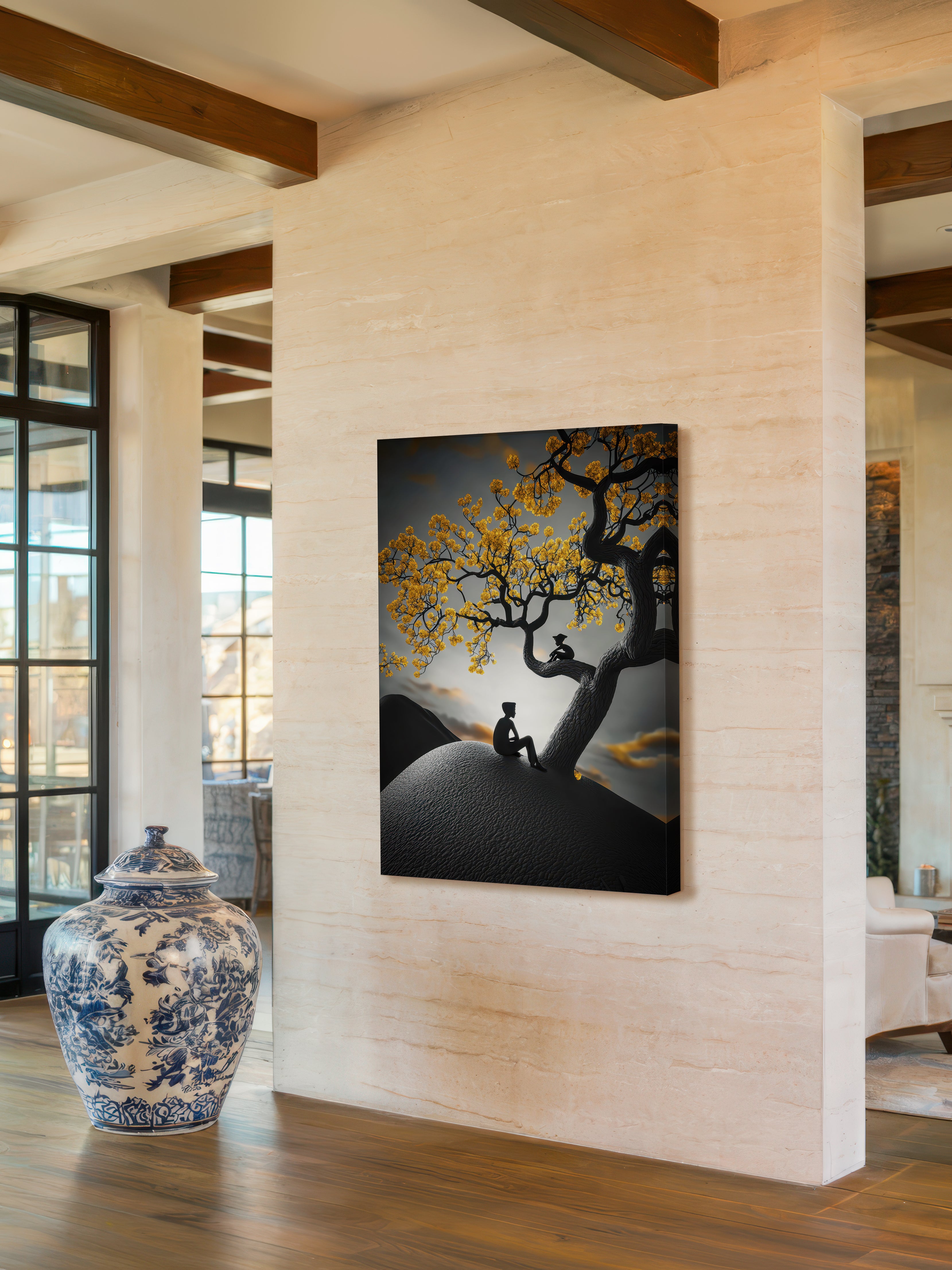 Golden Reflection – Surreal Landscape Tree Wall Art 542