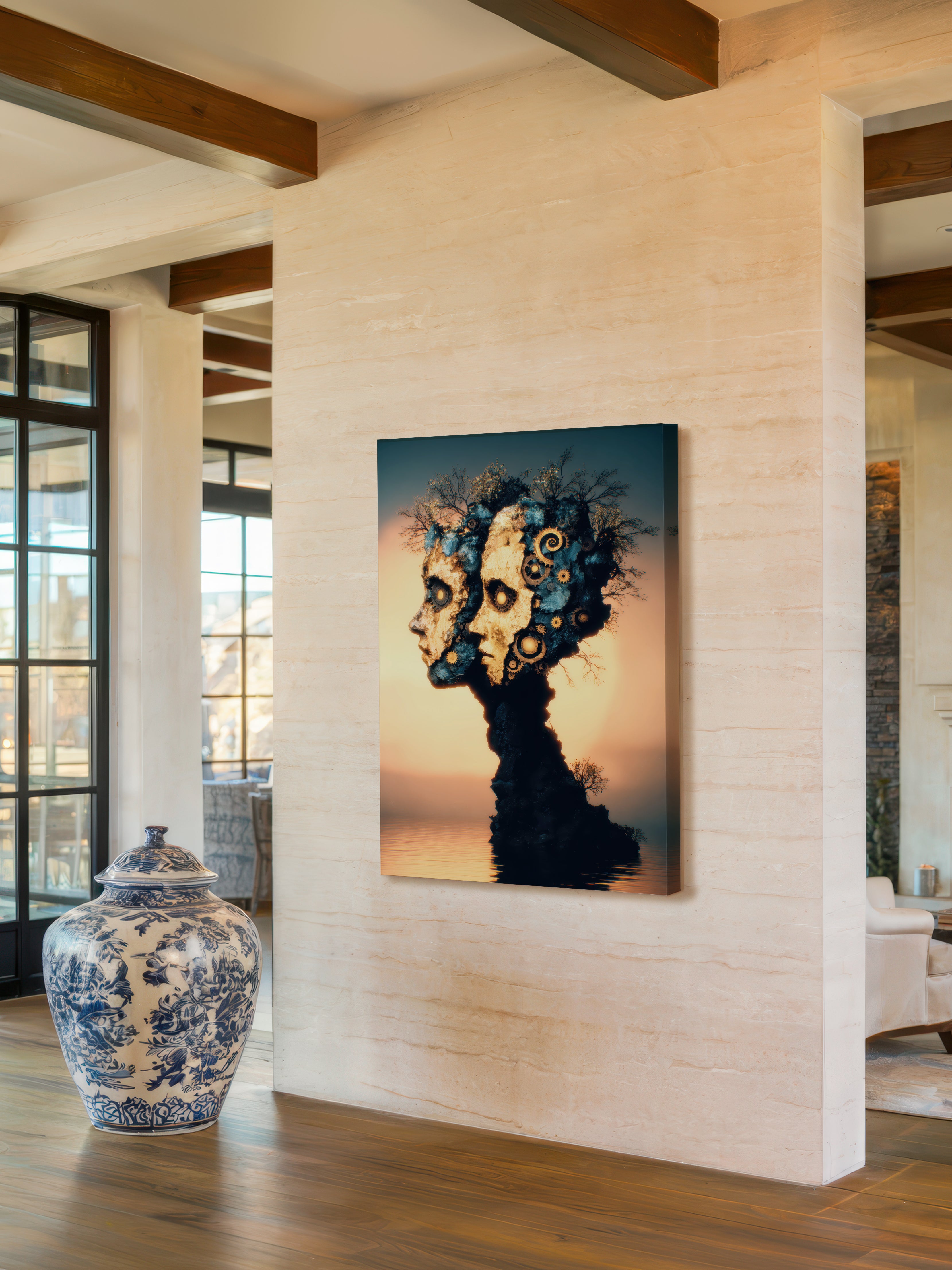 Stone and Gear – Surreal Steampunk Figure Wall Art 575