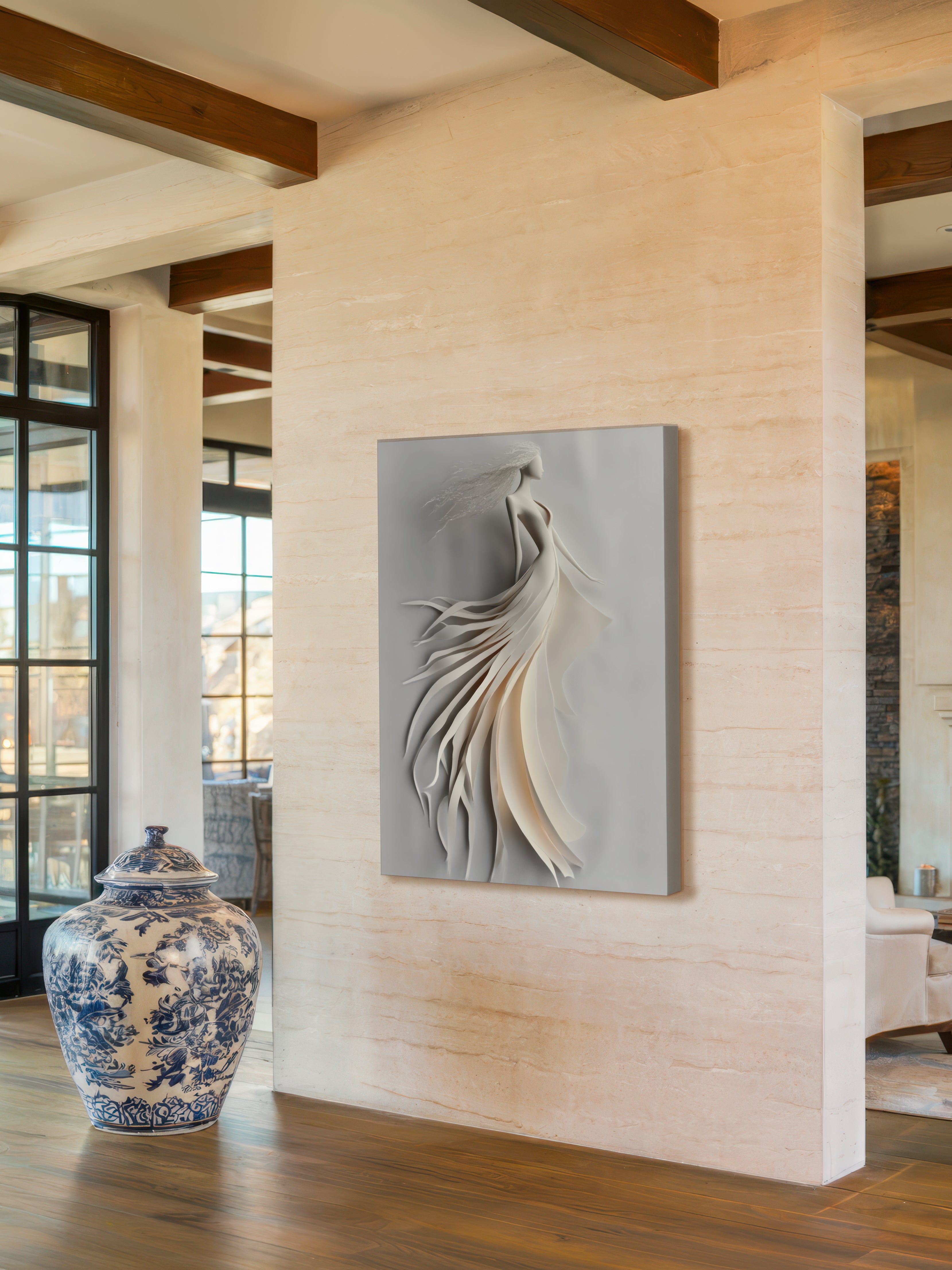 Ethereal Motion – Surreal Paper Relief Figure Wall Art 478