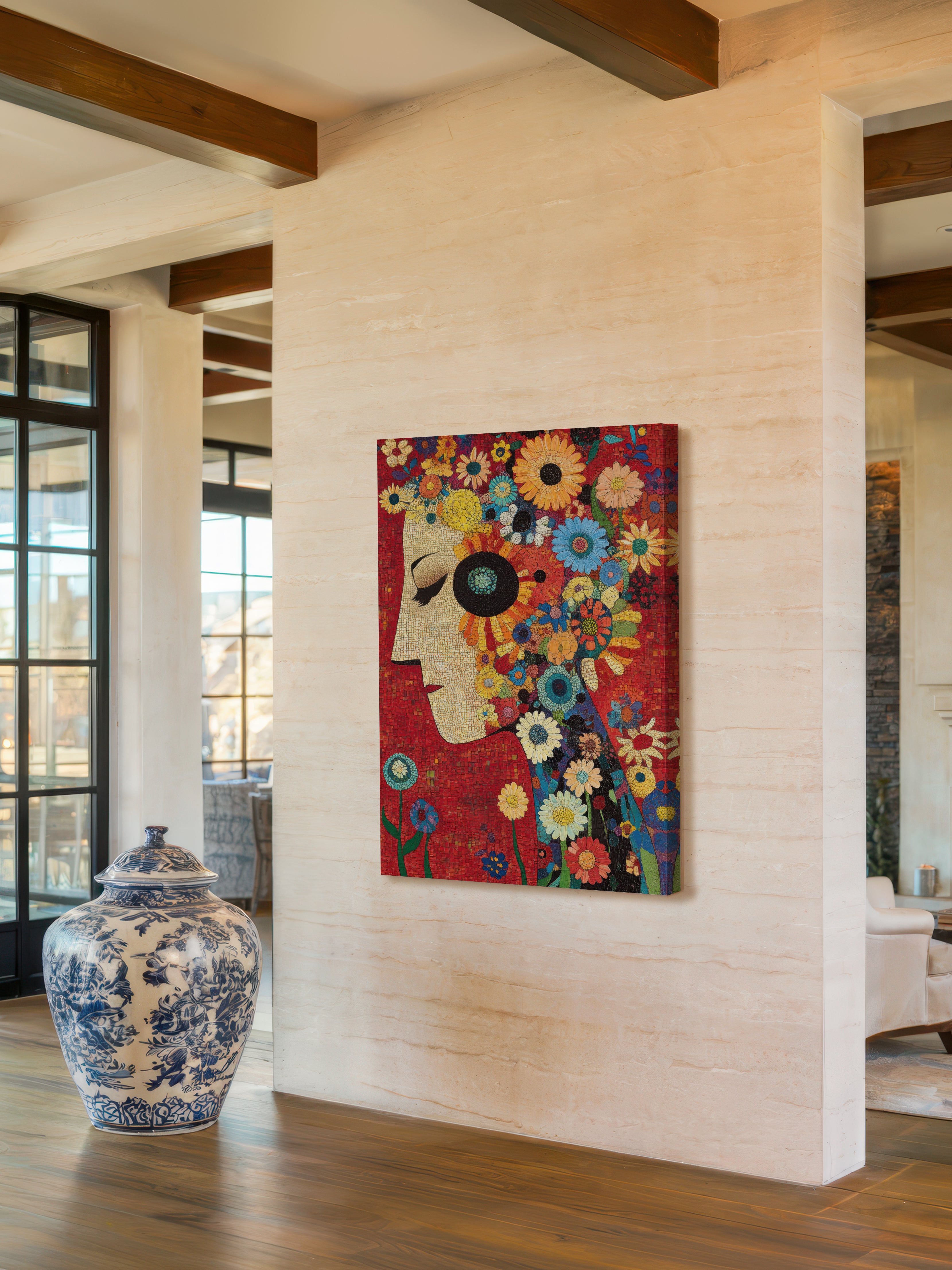 Petals in Pieces – Surreal Floral Mosaic Portrait Wall Art 479