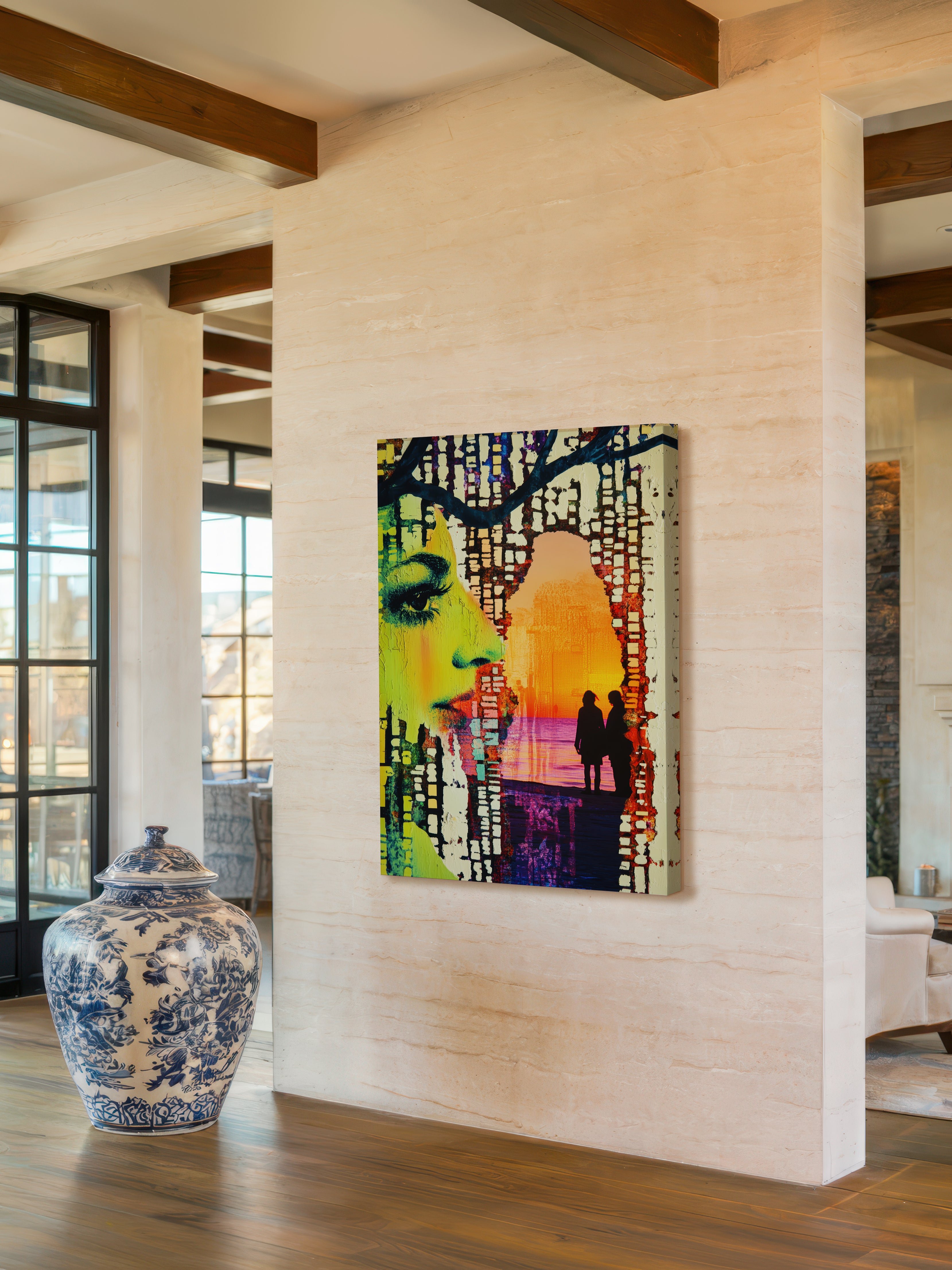 Threshold – Surreal Coastal Lime Silhouette Wall Art 565