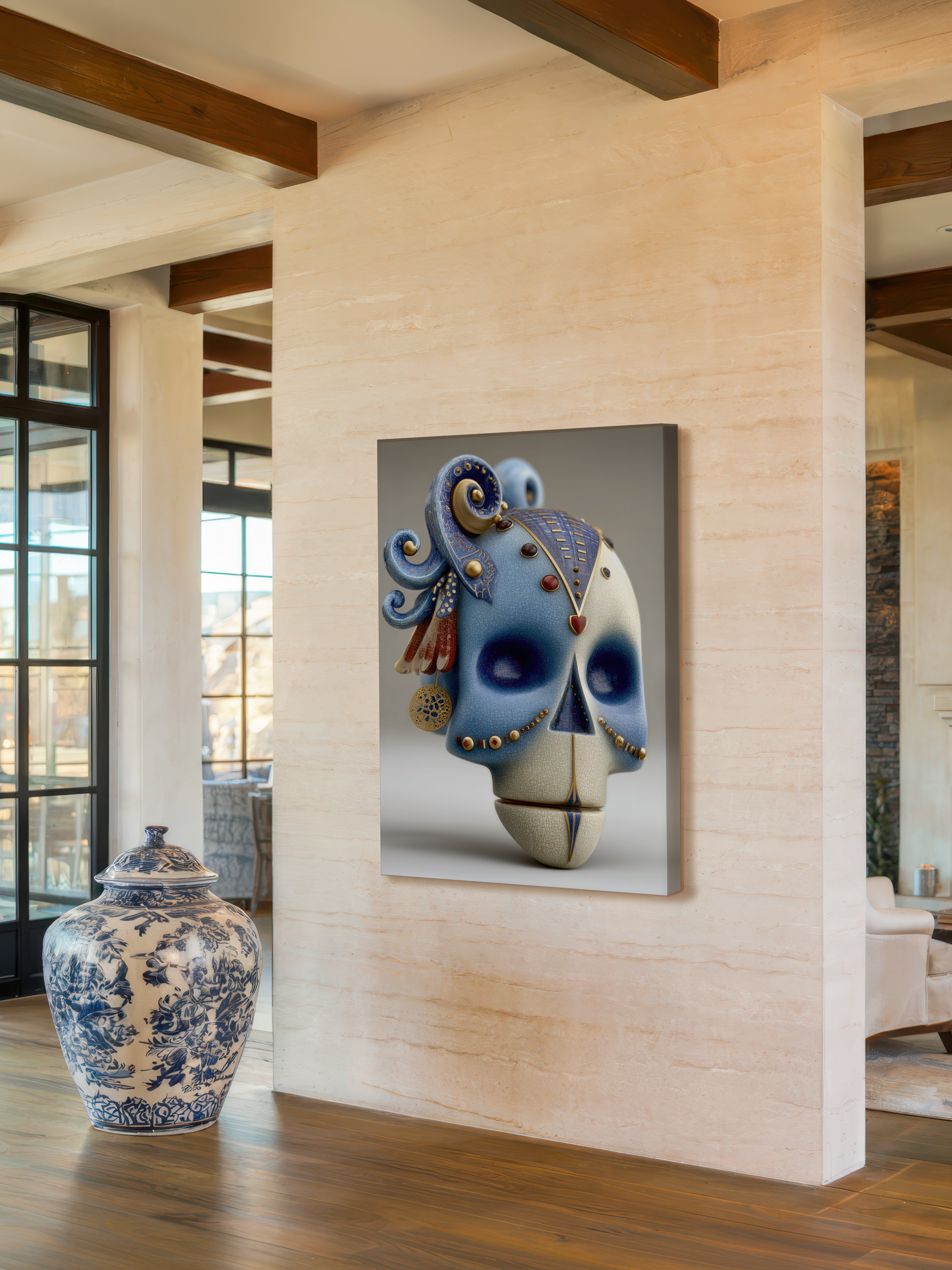 Cerulean Elegance – Surreal Ceramic Ornate Wall Art 465