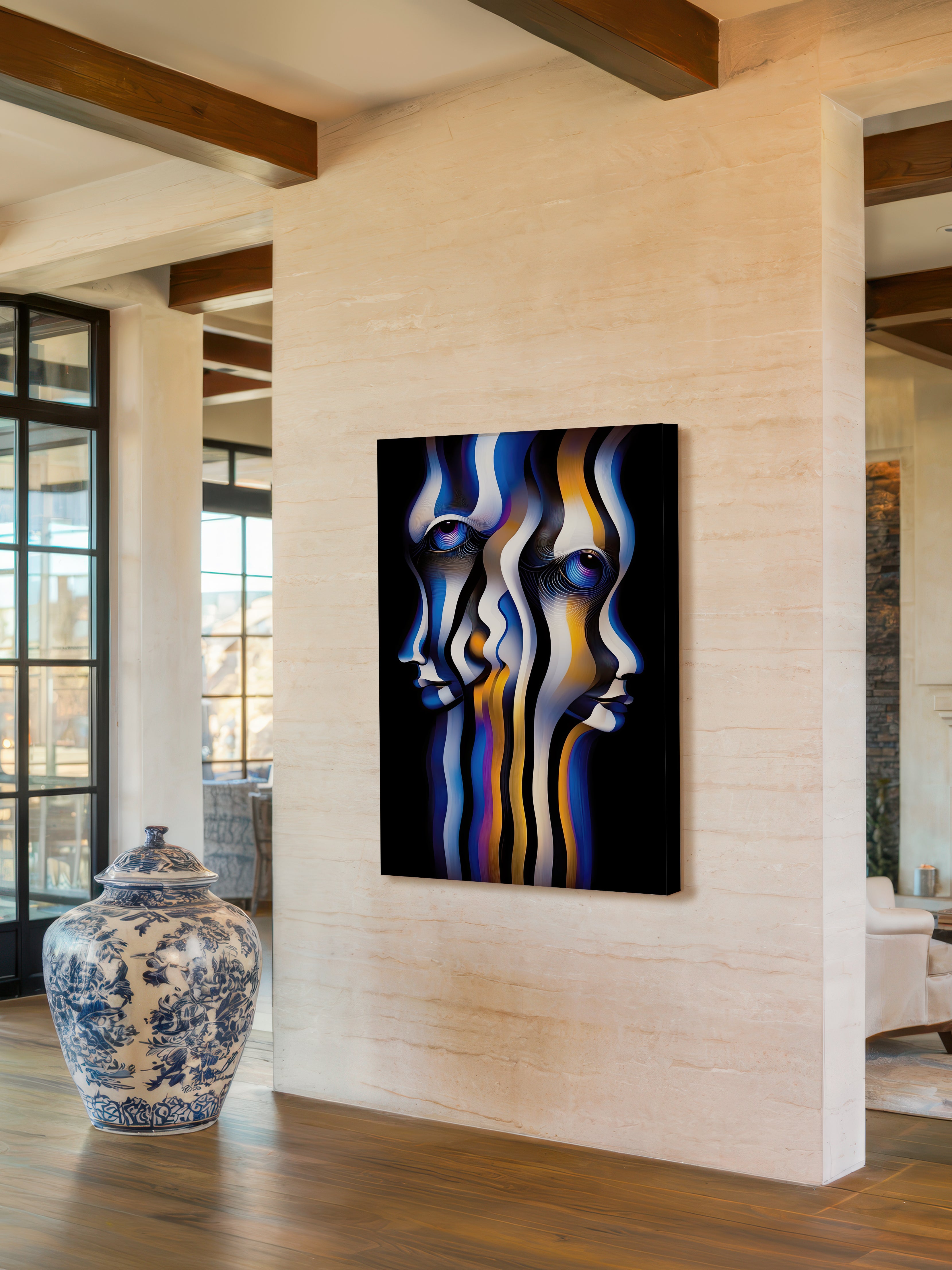 Divergent Vision – Surreal Blue Orange Portrait Wall Art 528