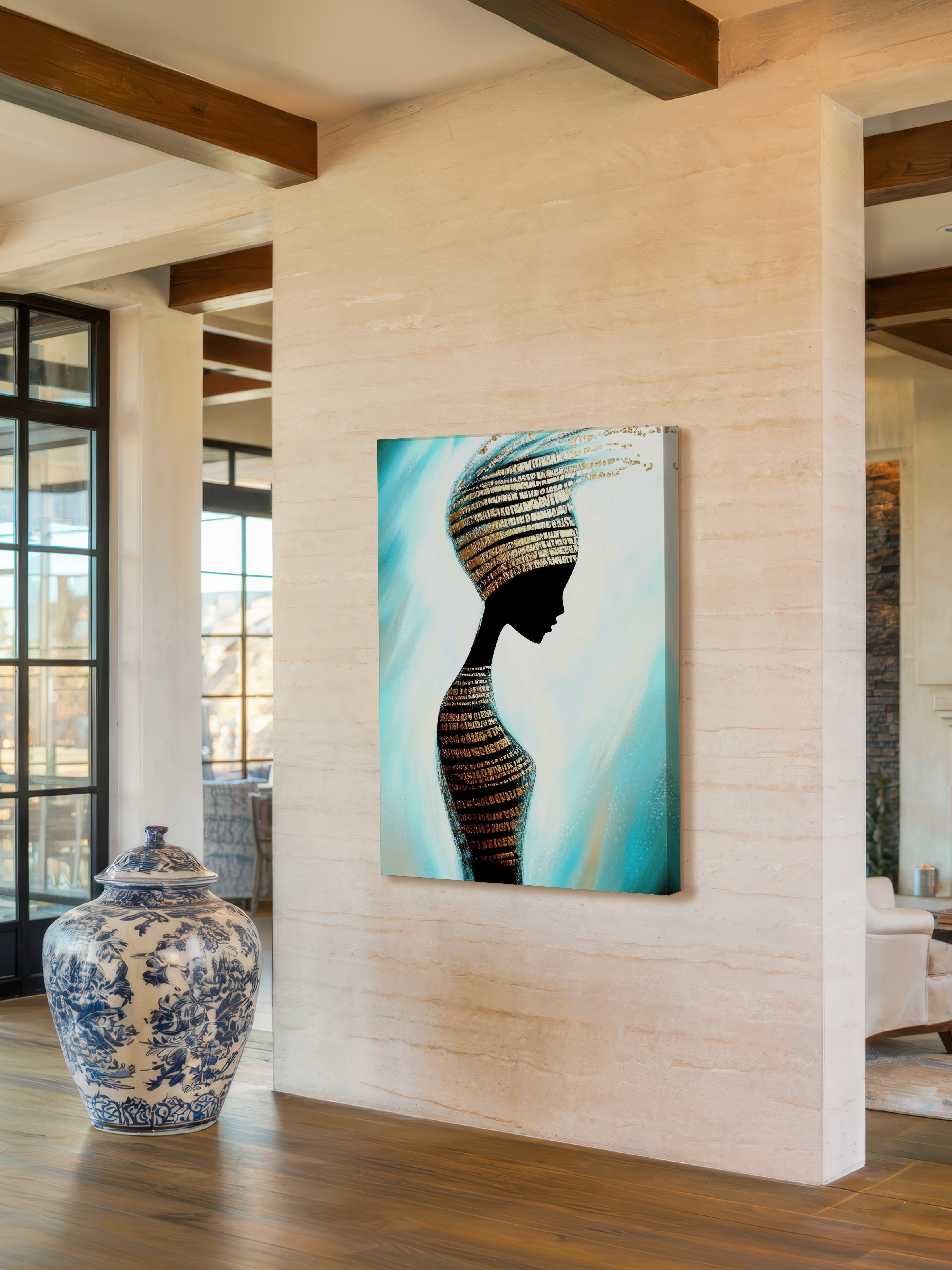 Scripted Soul – Surreal Gold Text Silhouette Wall Art 473