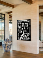 Faces and Symbols – Surreal Folk Art Totem Wall Art 438
