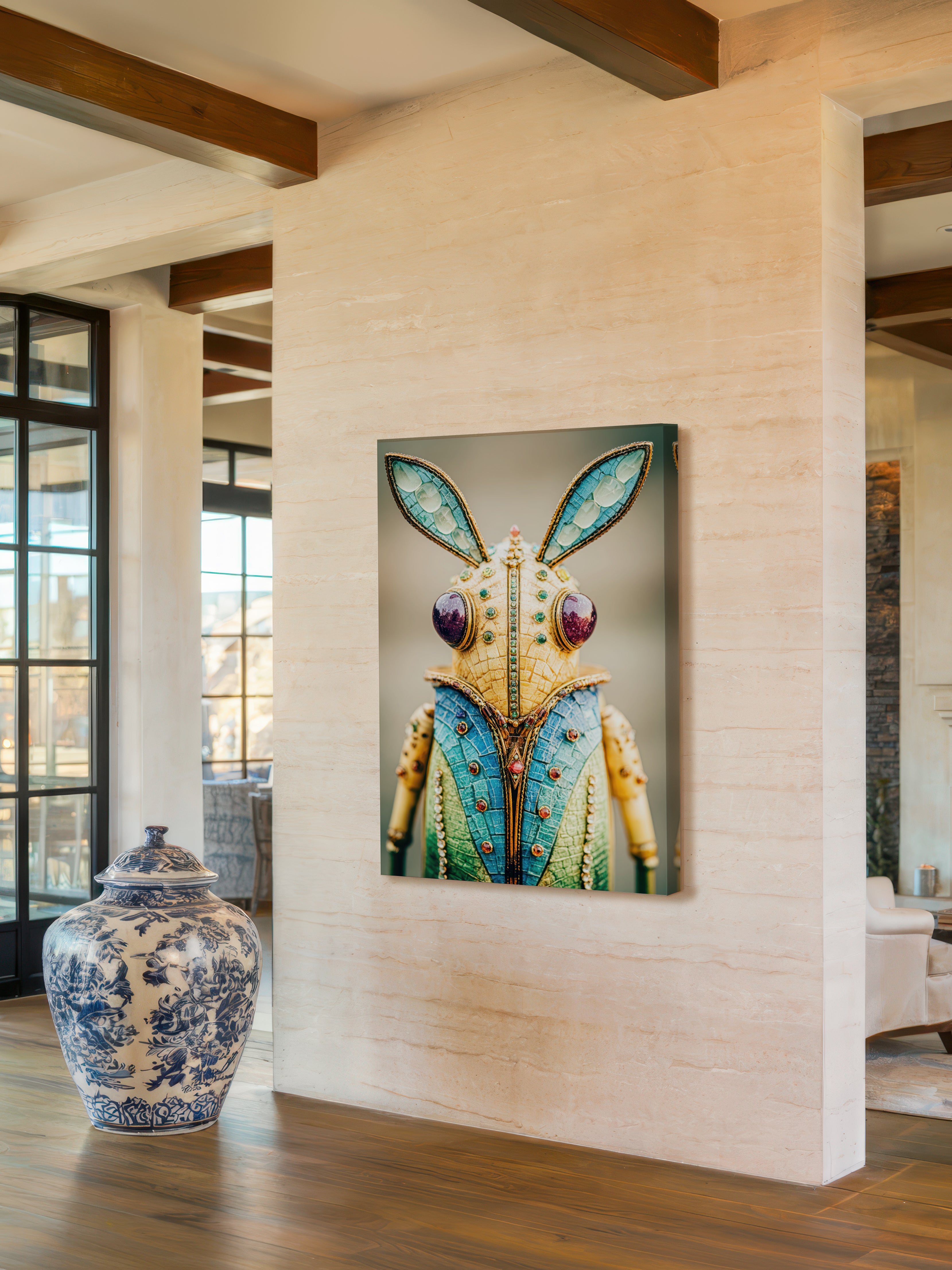Jeweled Sentinel – Surreal Mosaic Portrait Wall Art 553