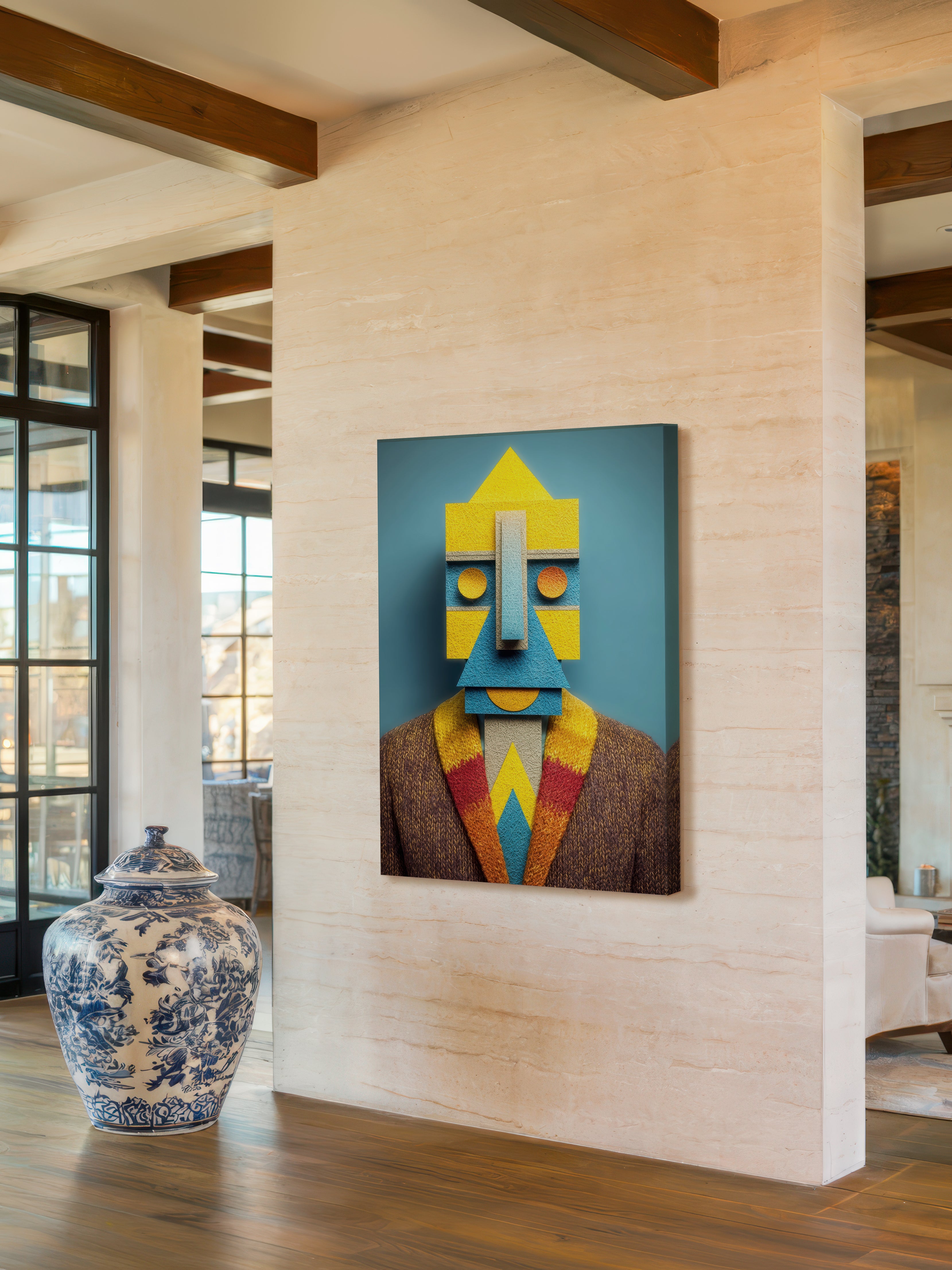 Block Head – Surreal Cubist Craft Portrait Wall Art 457