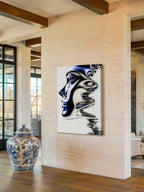 Blue Chrome Wave – Surreal Futuristic Profile Wall Art 578