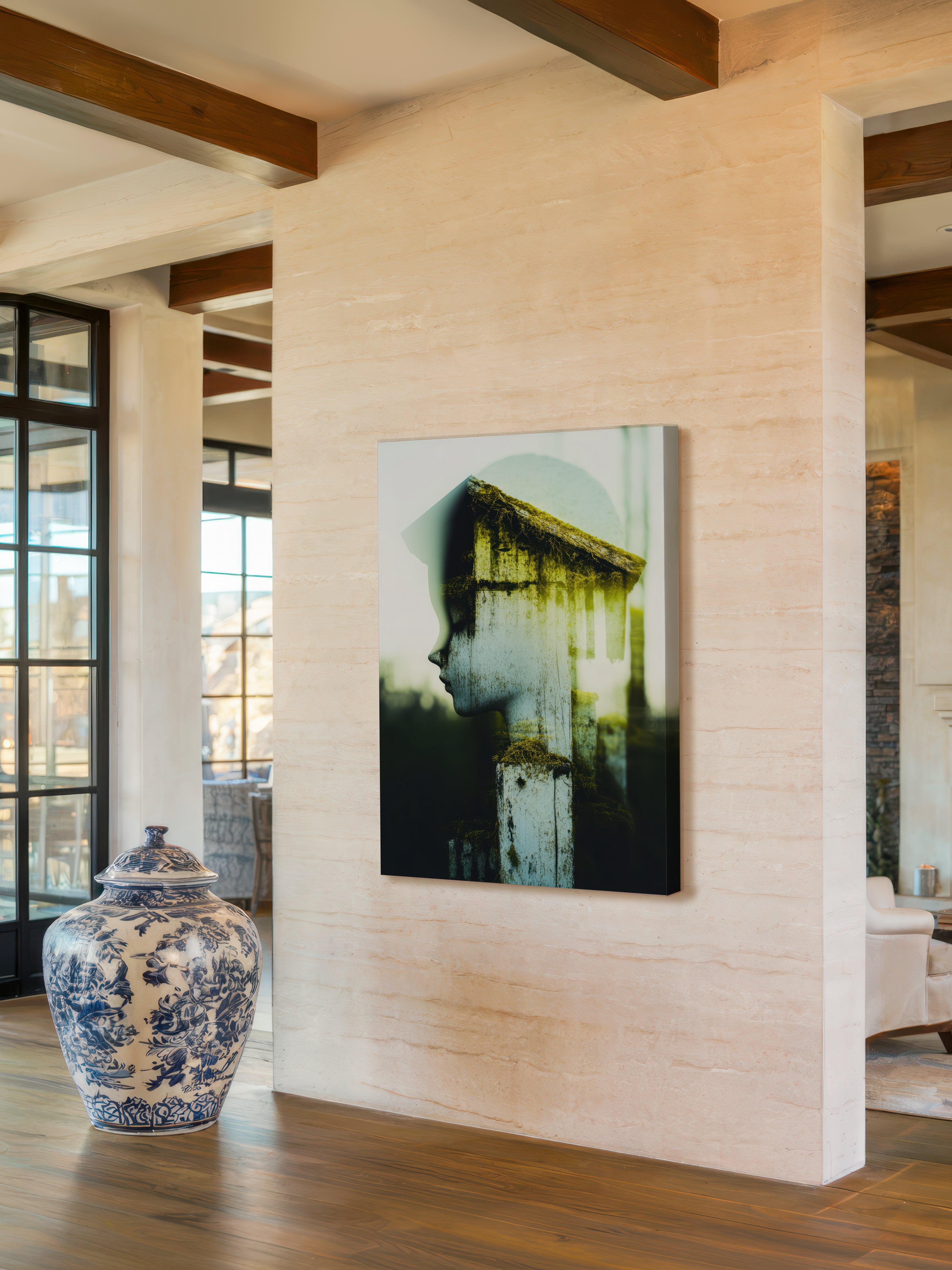 Moss and Memory – Surreal Nature Double Exposure Wall Art 580