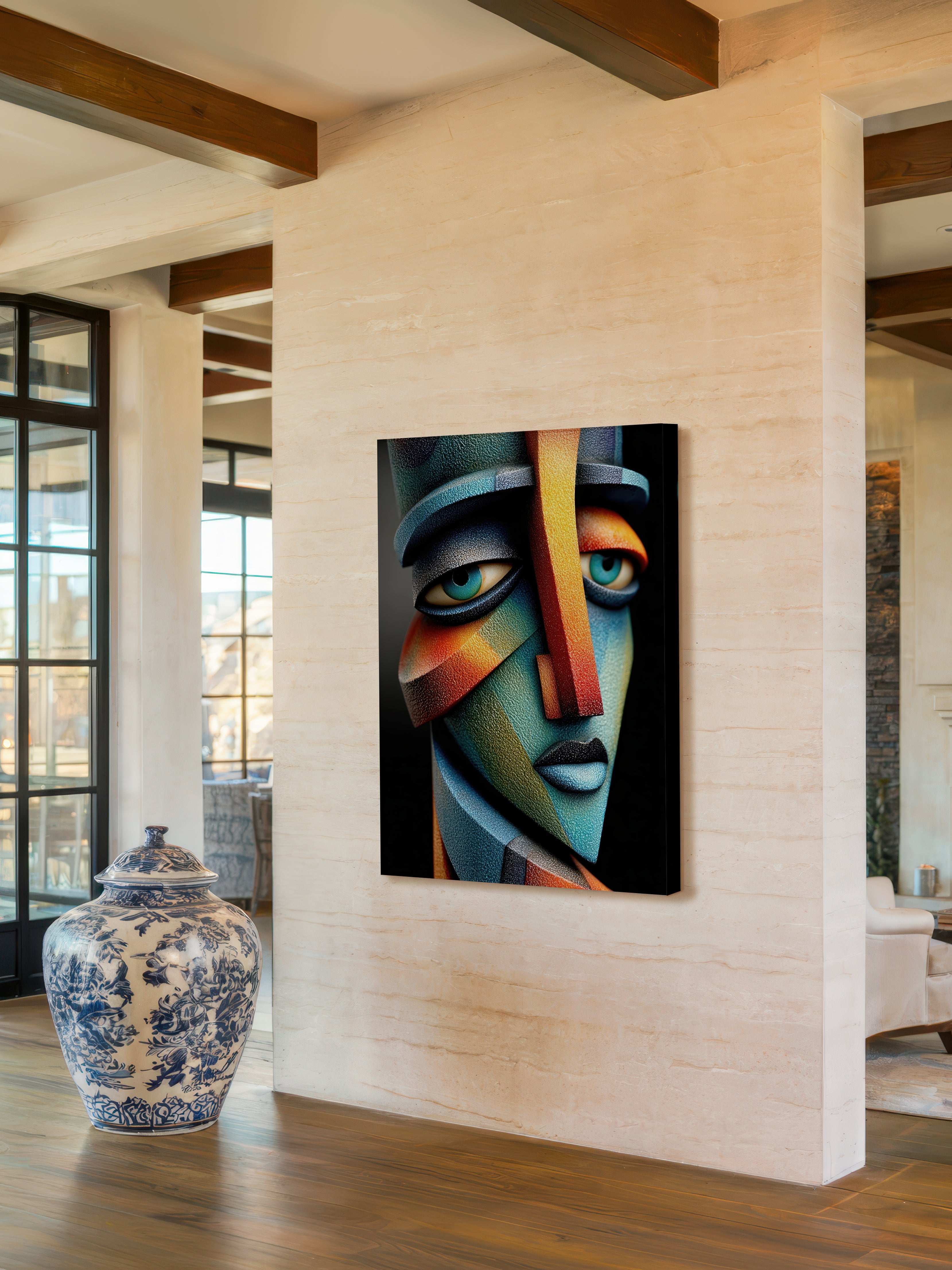 Faceted Face – Surreal Cubist Geometric Portrait Wall Art 461