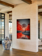 Crimson River Dandelion – Surreal Nature Wall Art 485