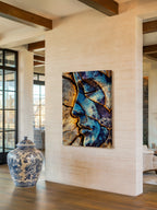 Azure Fissure – Surreal Weathered Portrait Wall Art 549