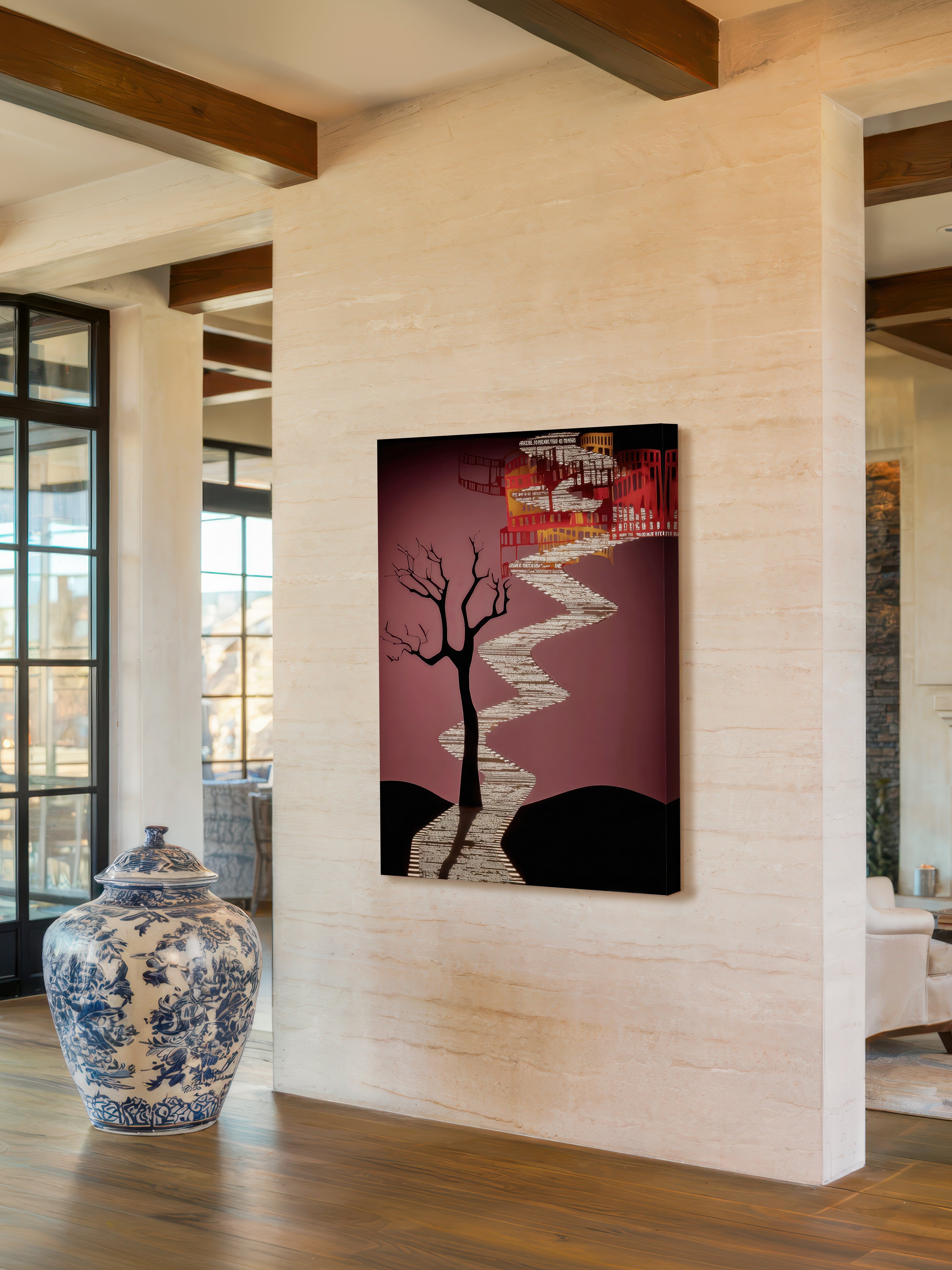 Narrative Ascent – Surreal Graphic Journey Wall Art 593