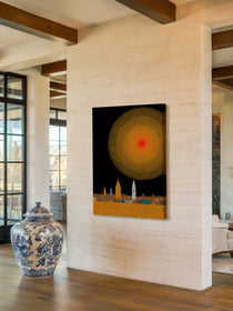 Golden Pointillist Cityscape 434