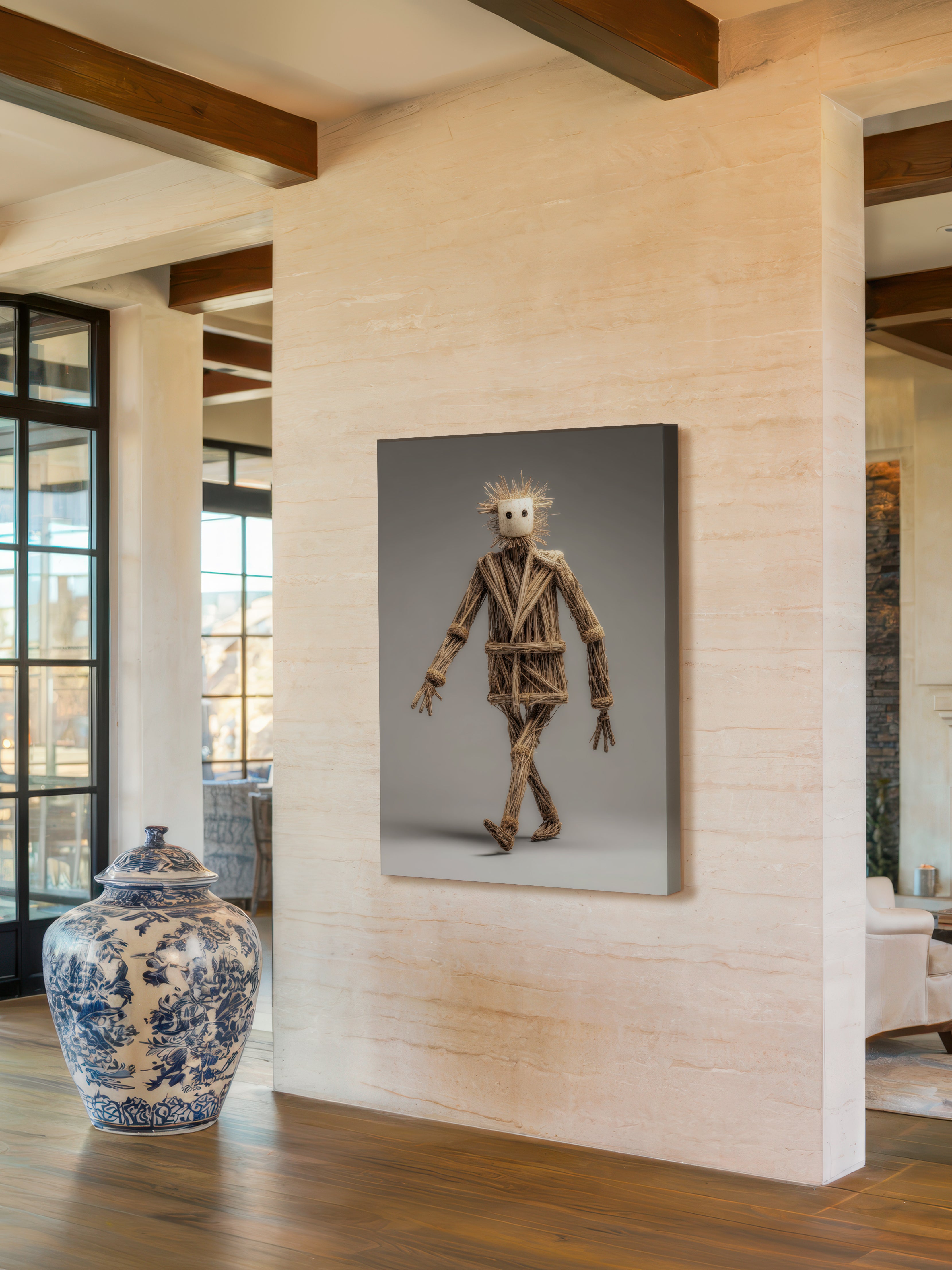Straw Man – Surreal Wabi Sabi Natural Figure Wall Art 416