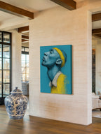 Teal Profile – Surreal Expressive Line Portrait Wall Art 428