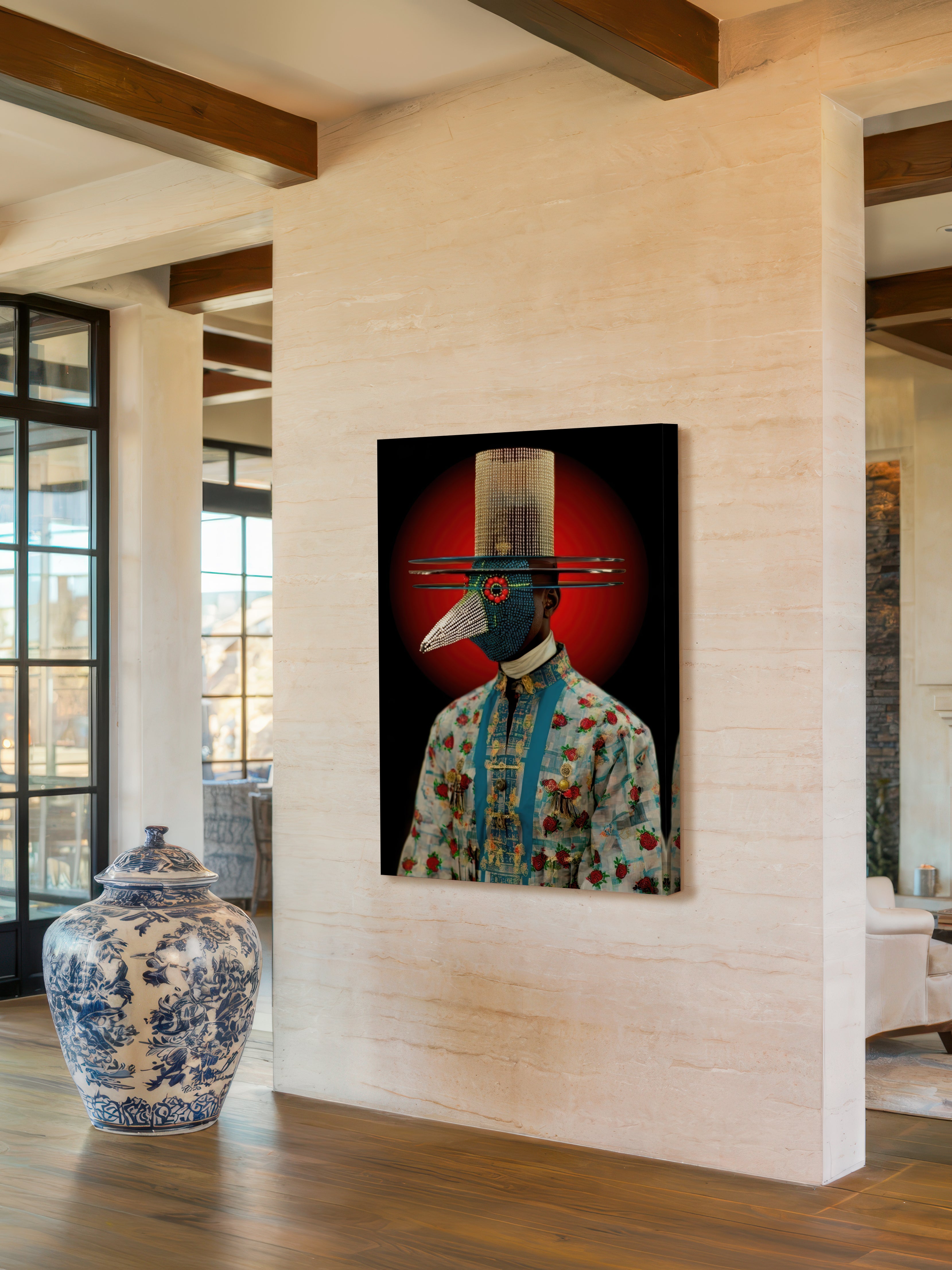Masked and Adorned – Surreal Fashion Ceremonial Wall Art 440